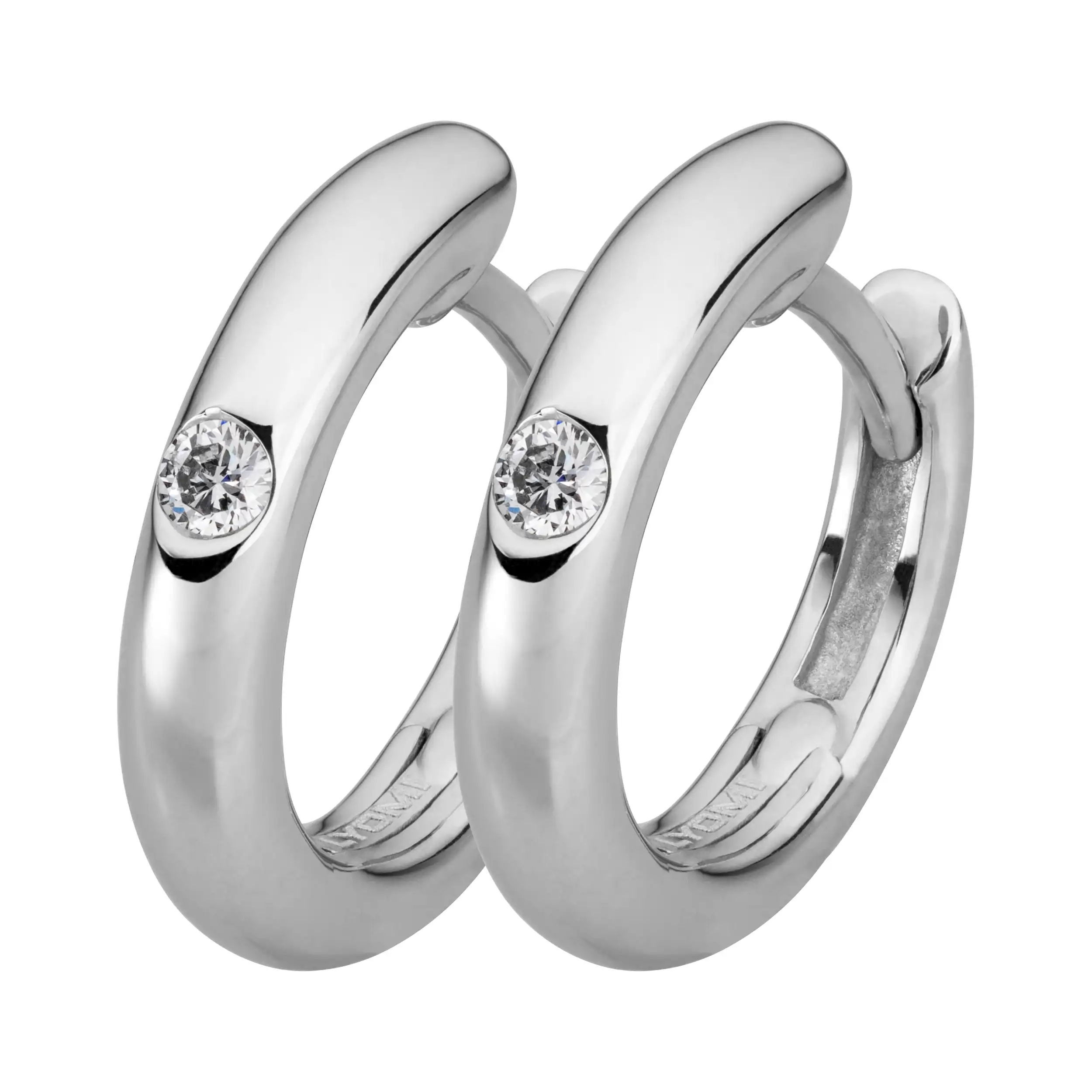 Gold Ohrschmuck Creolen Diamant 0,06ct Solitär - Klassiker