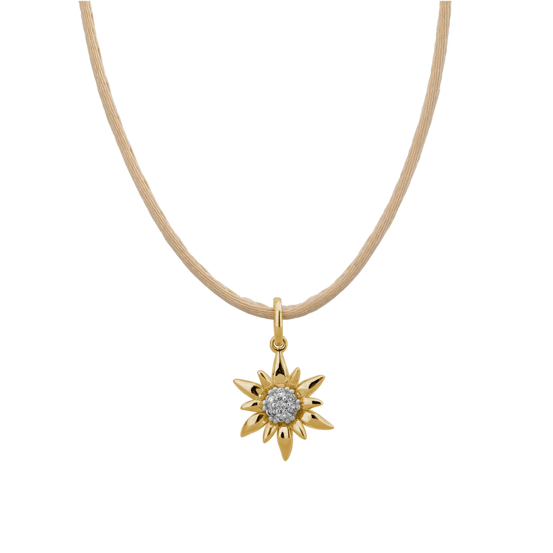 Gold Edelweiß Diamant Anhänger Collier