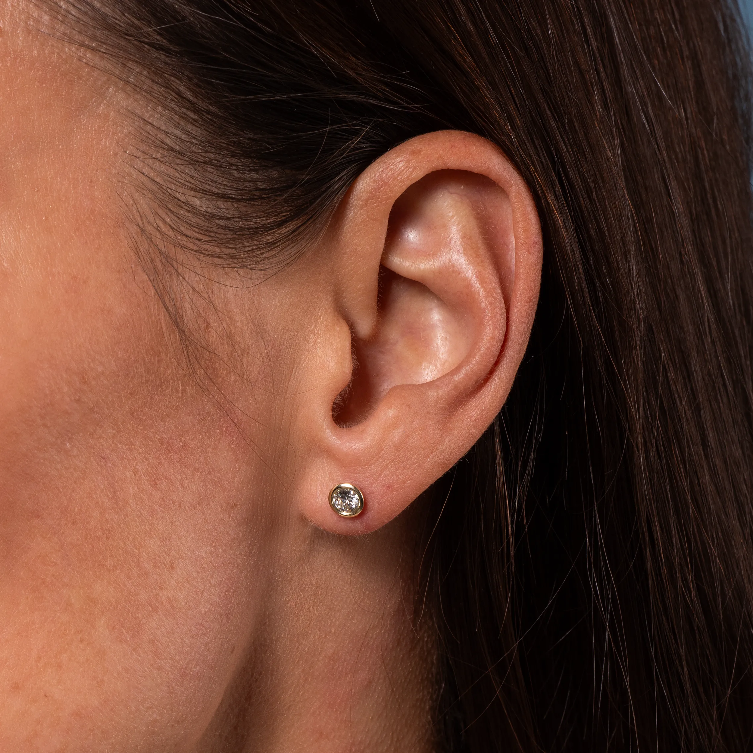 Gold Ohrschmuck Diamant 0,50ct Zarge Solitär - Klassiker