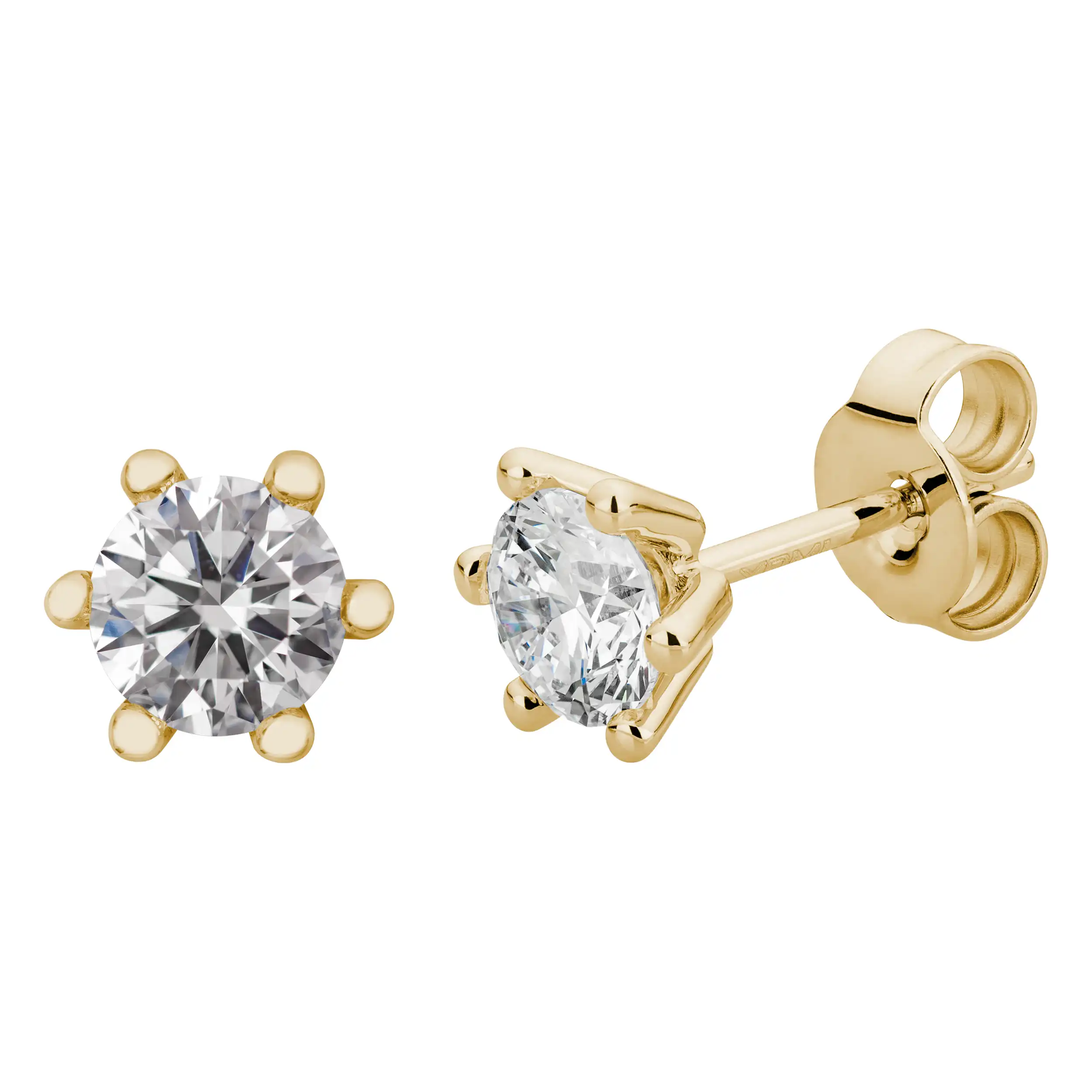 Gold Ohrschmuck Diamant 1,0ct 6er Krappenfassung Solitär - Klassiker