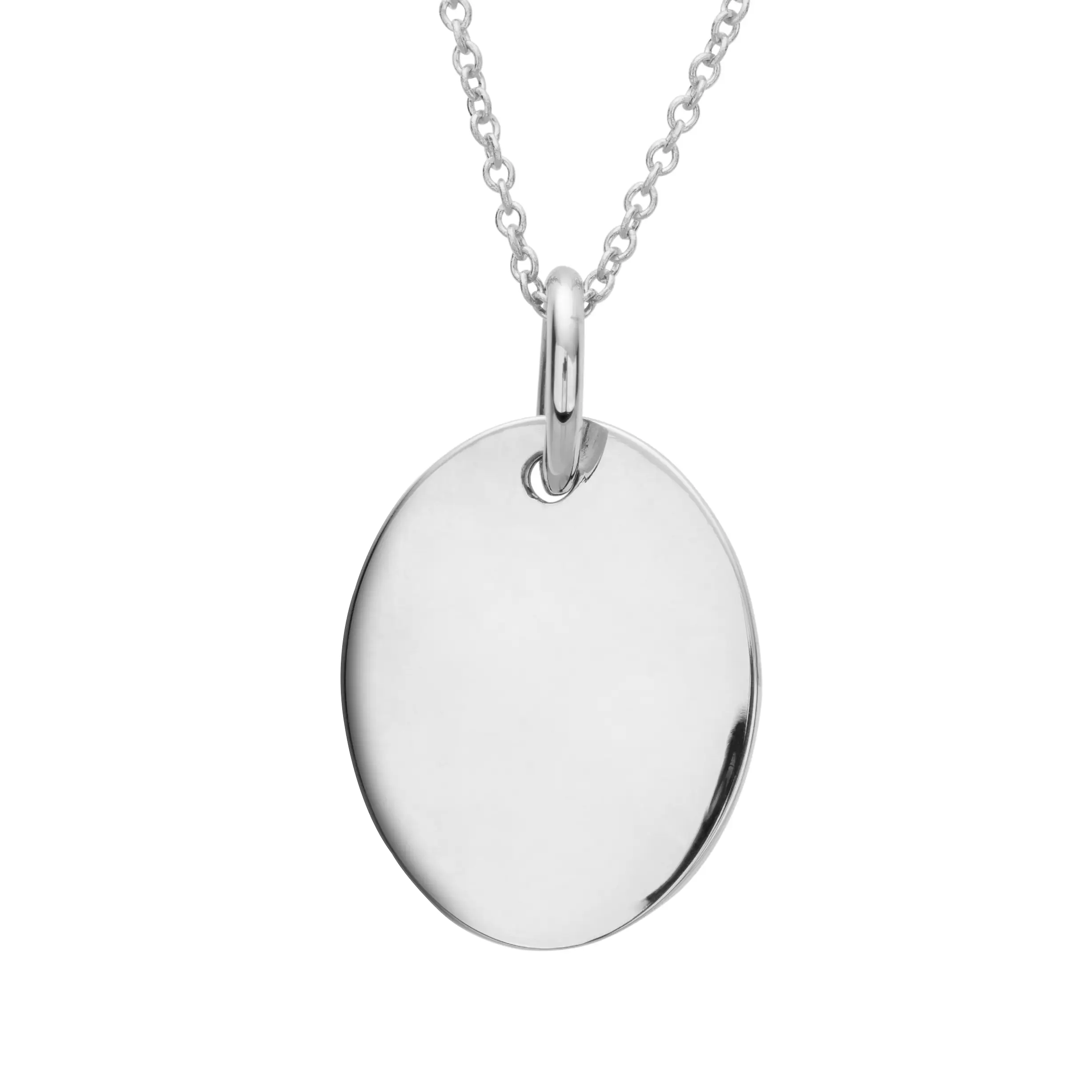 Weißgold Anhänger Oval personalisiert - Gravur