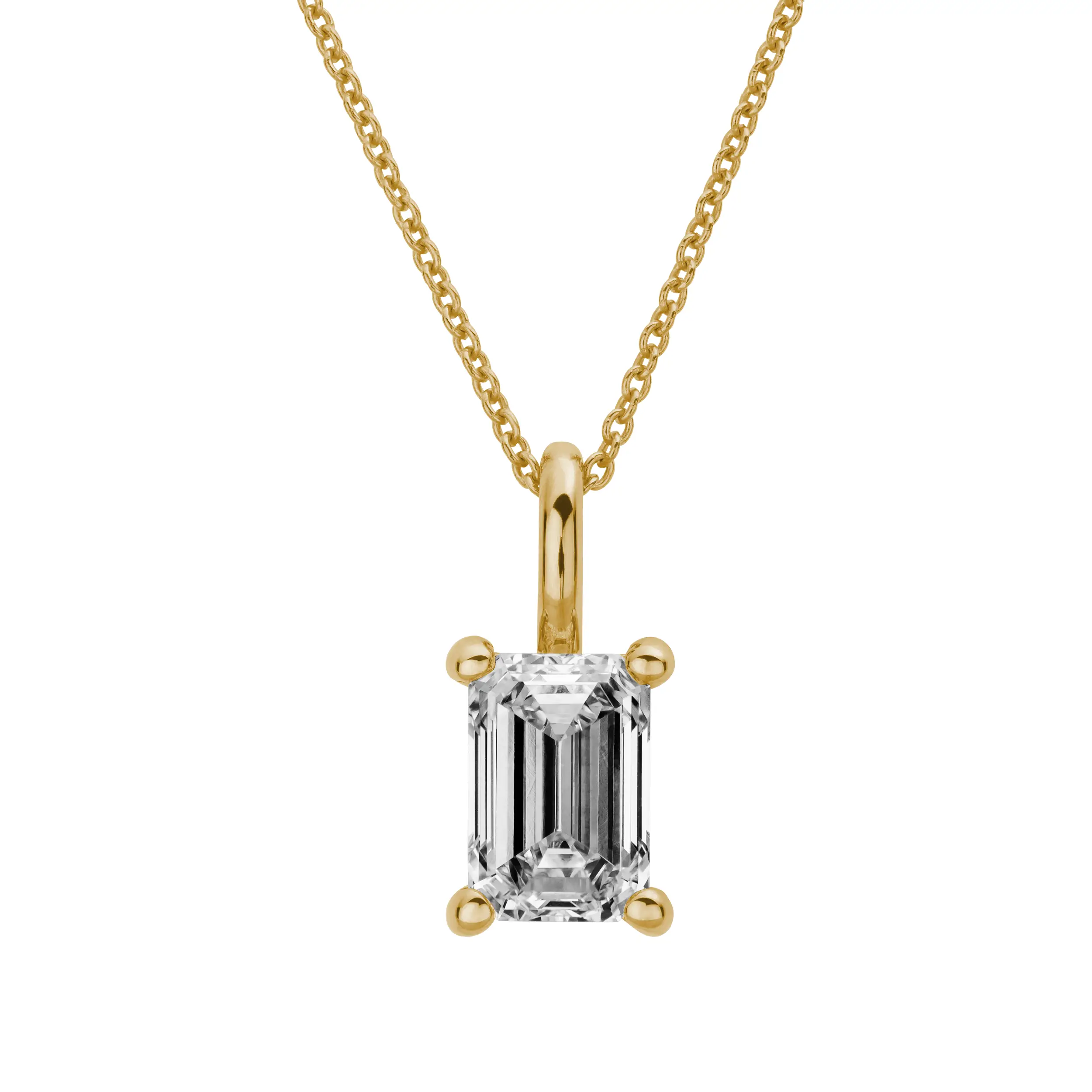 Gold Anhänger Diamant 0,65ct Emerald Cut Krappenfassung Solitär
