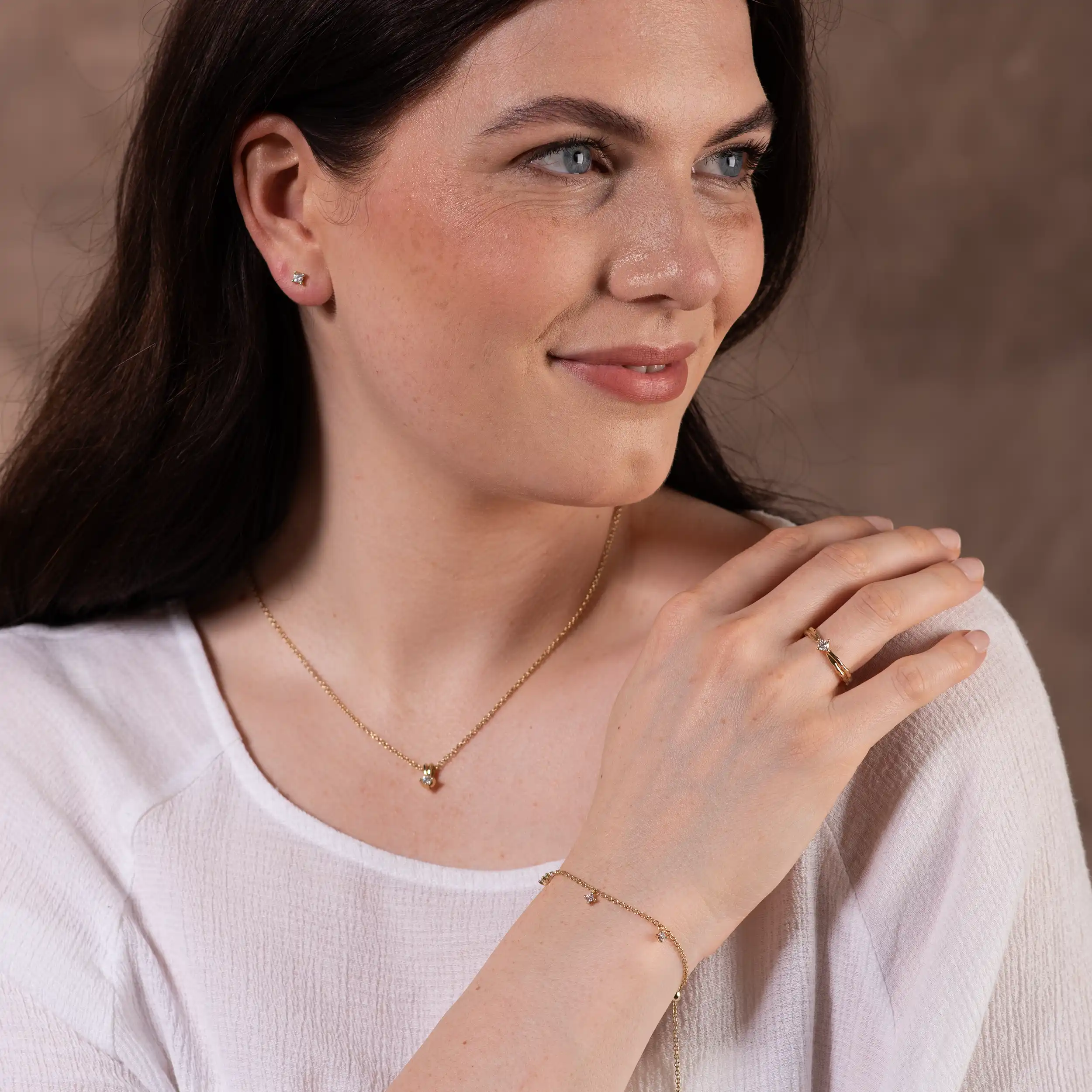 Gold Diamant Solitär Liana - Floral