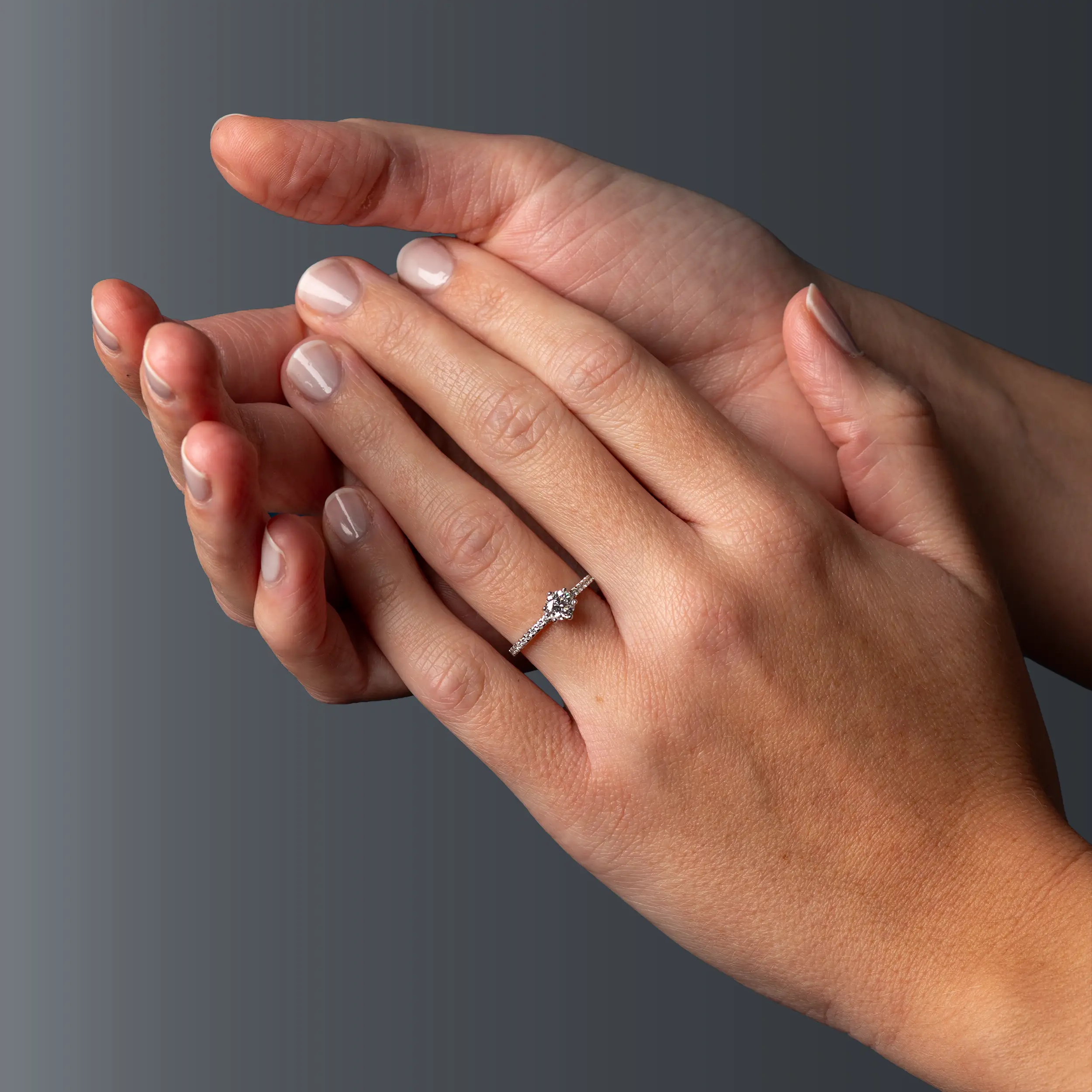 Weißgold Ring Diamant 0.65ct 6er Stotzen Solitaire Pave