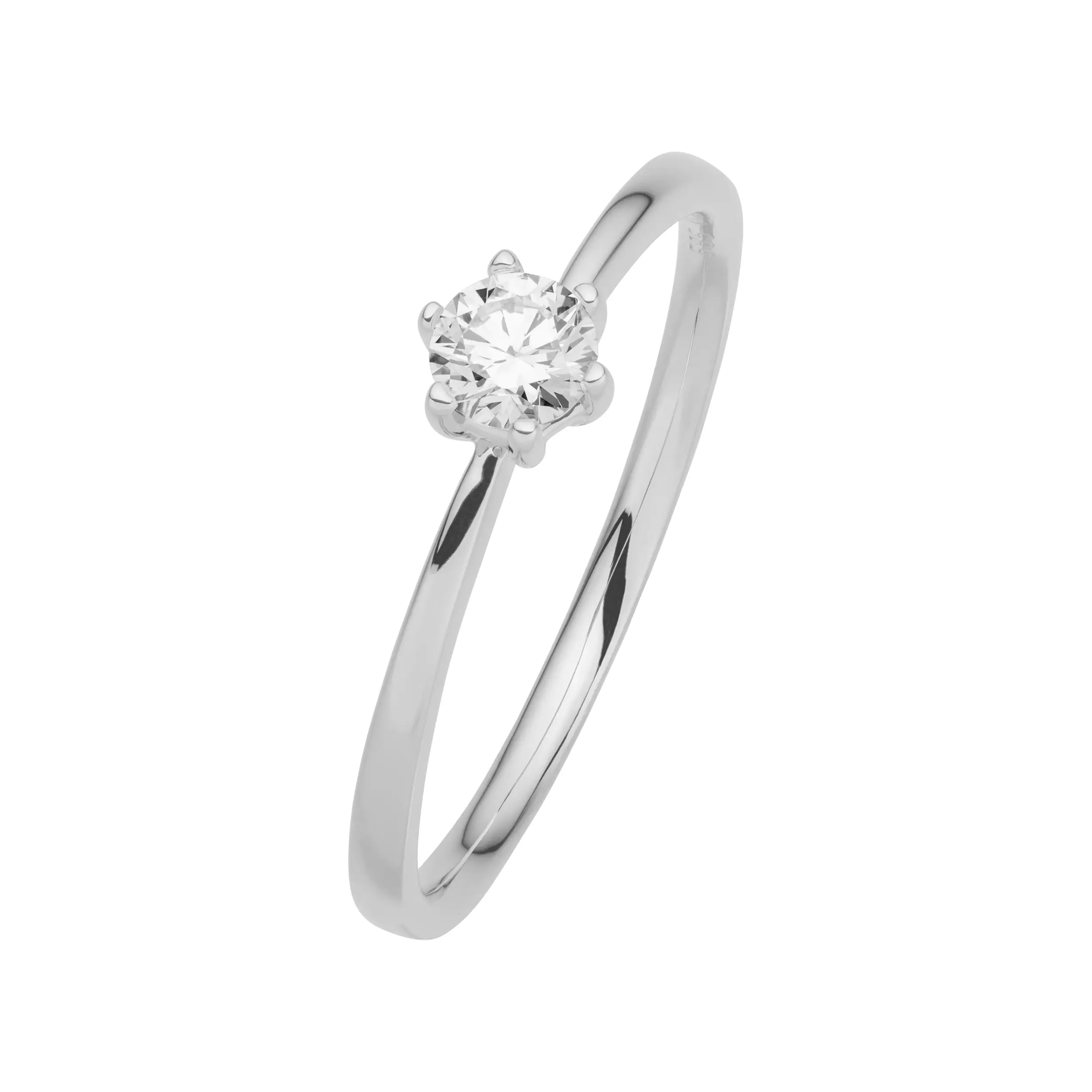 Weißgold Ring Diamant 0.25ct 6er Stotzen Solitaire