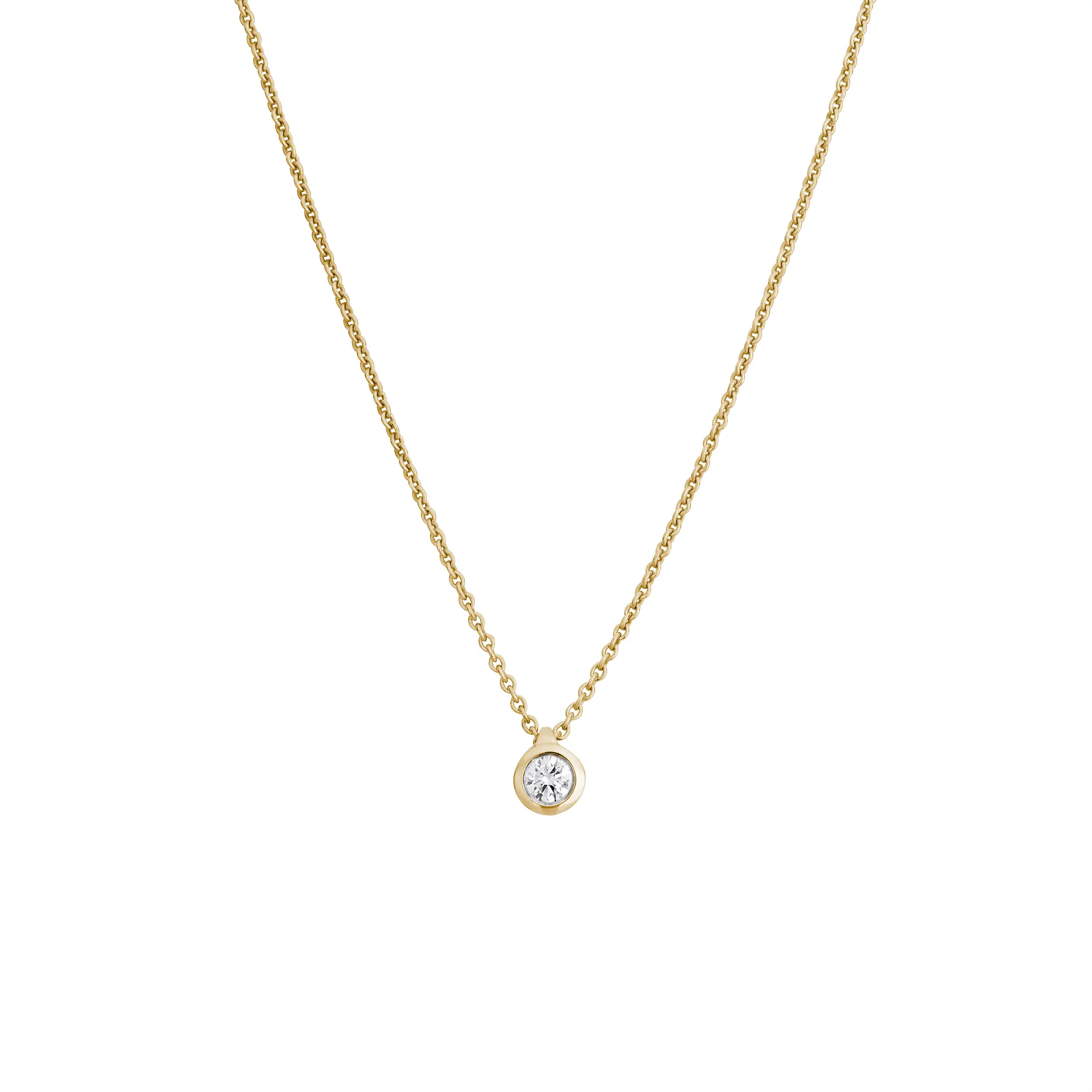 Gold Collier Diamant 0,10ct Zarge Solitär - Klassiker