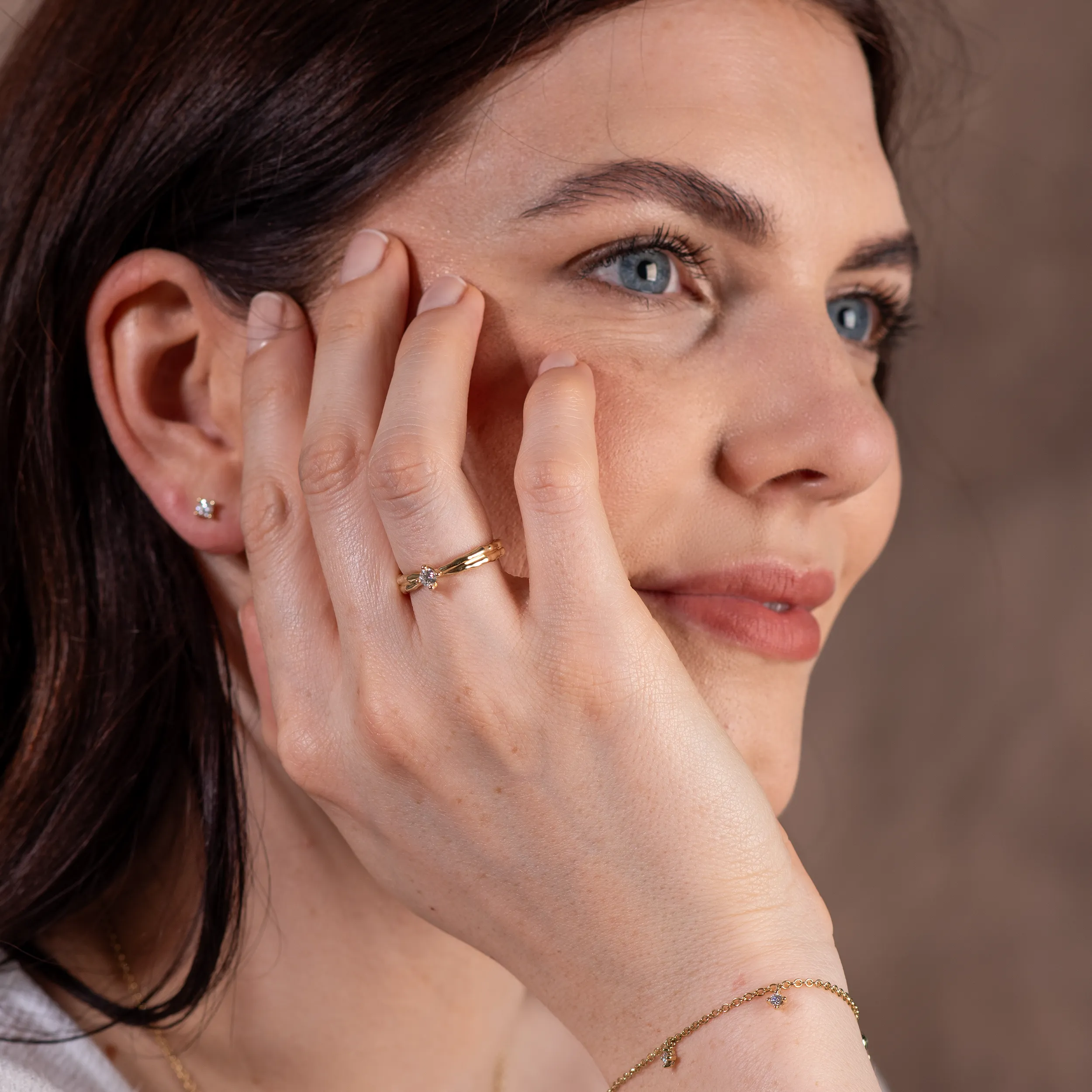 Gold Diamant Solitär Liana - Floral