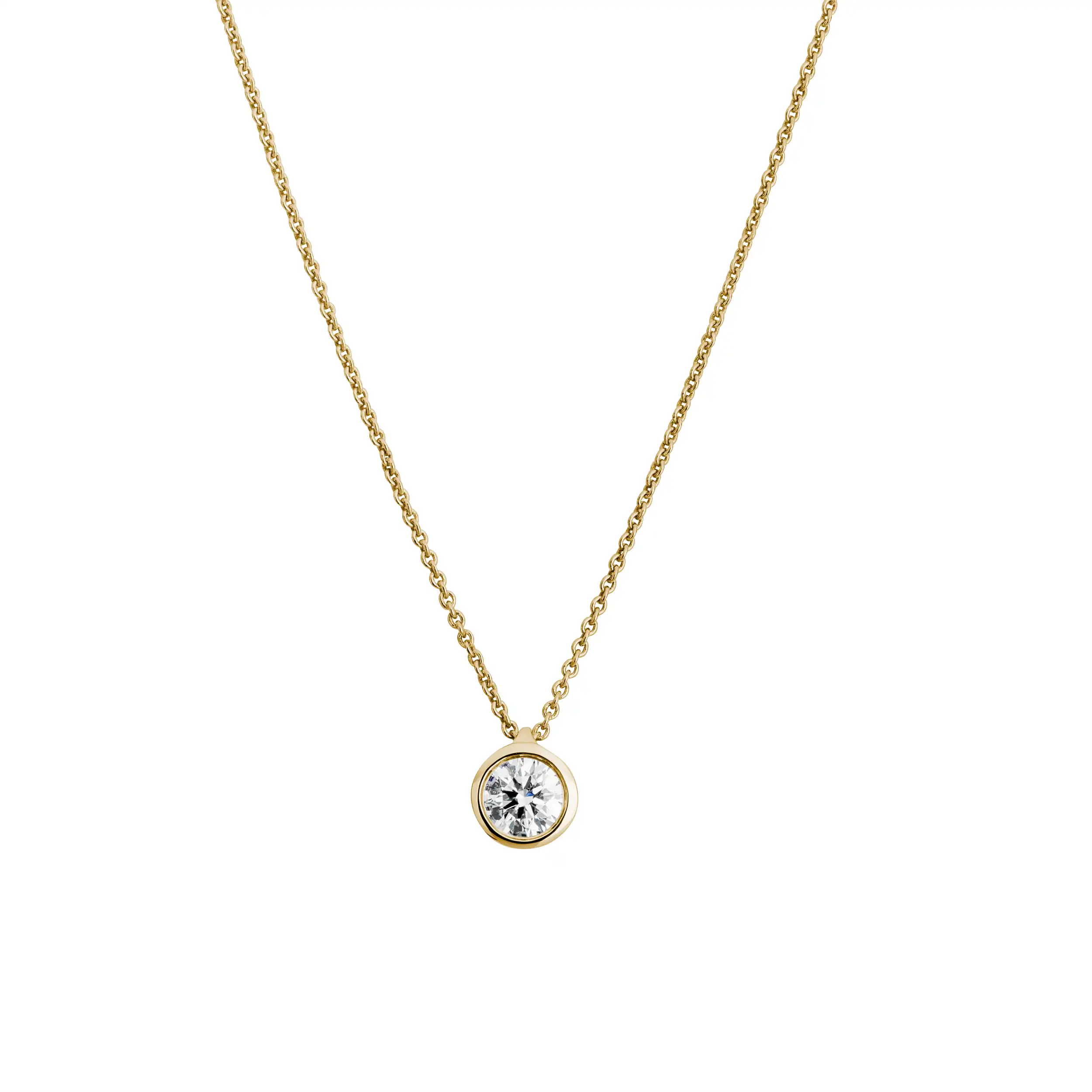 Gold Collier Diamant 0,50ct Zarge Solitär - Klassiker