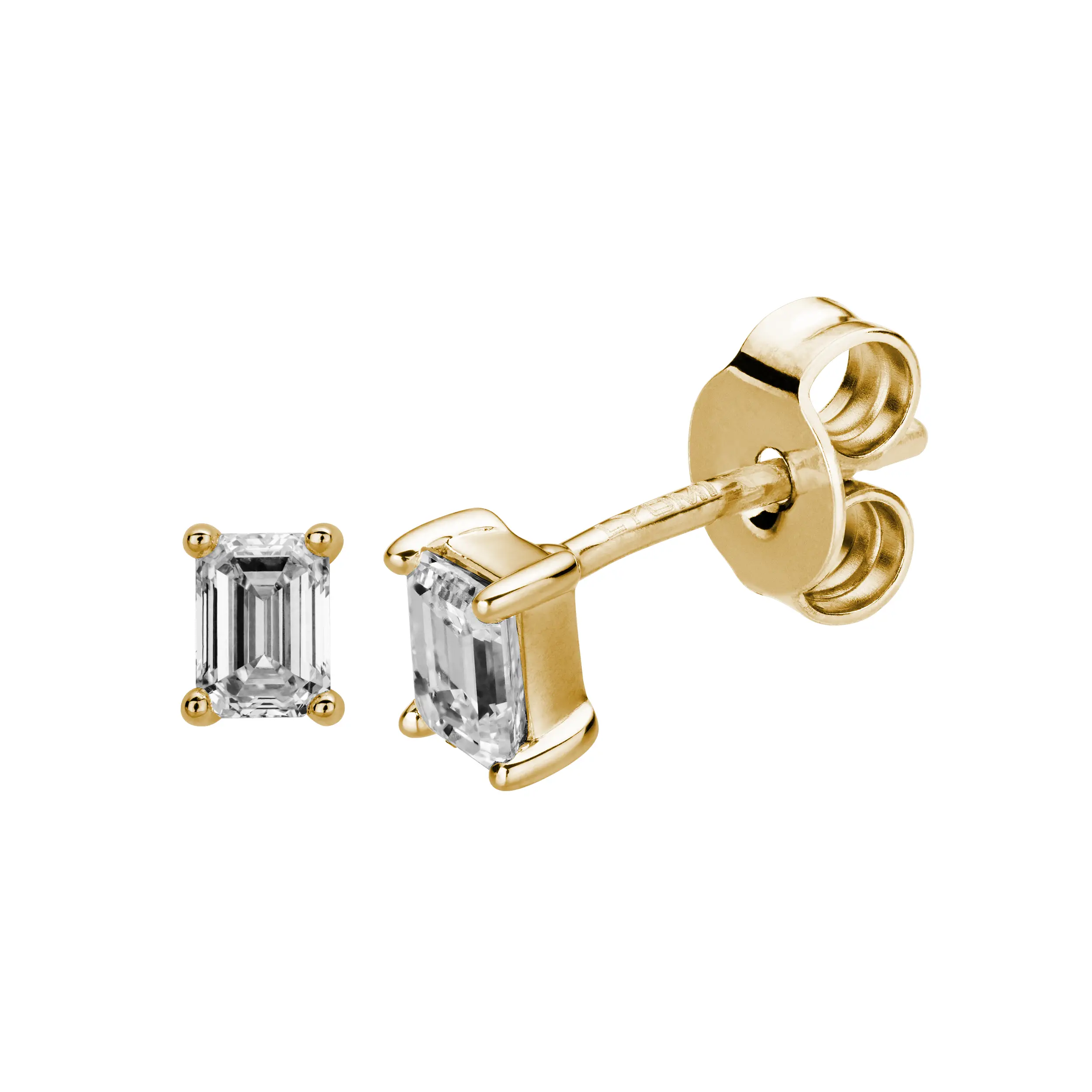 Gold Ohrschmuck Diamant 0,50ct Emerald Cut 4er Krappenfassung Solitär