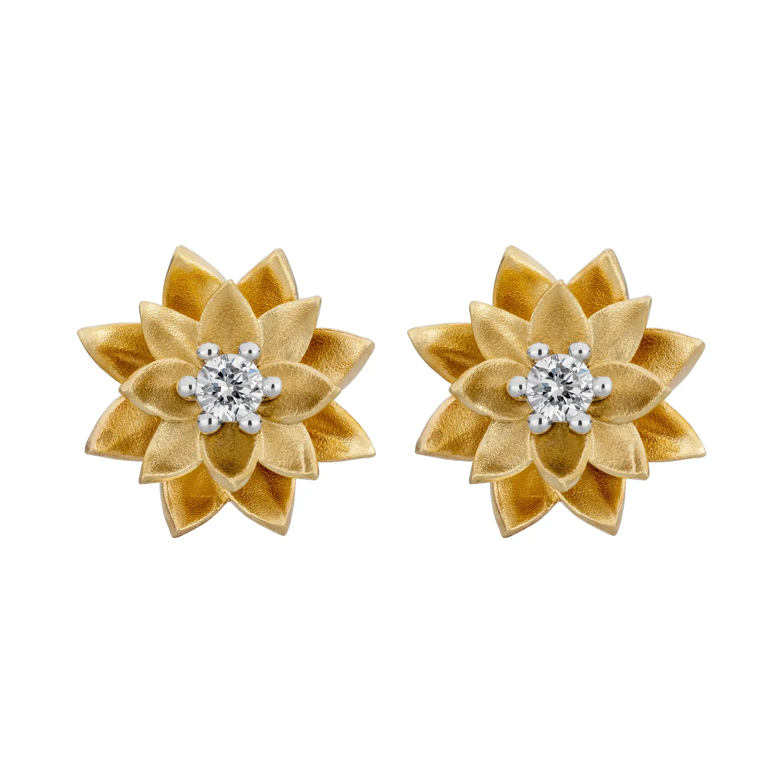 Gold Ohrschmuck Diamant 0,06ct Lotus - Floral