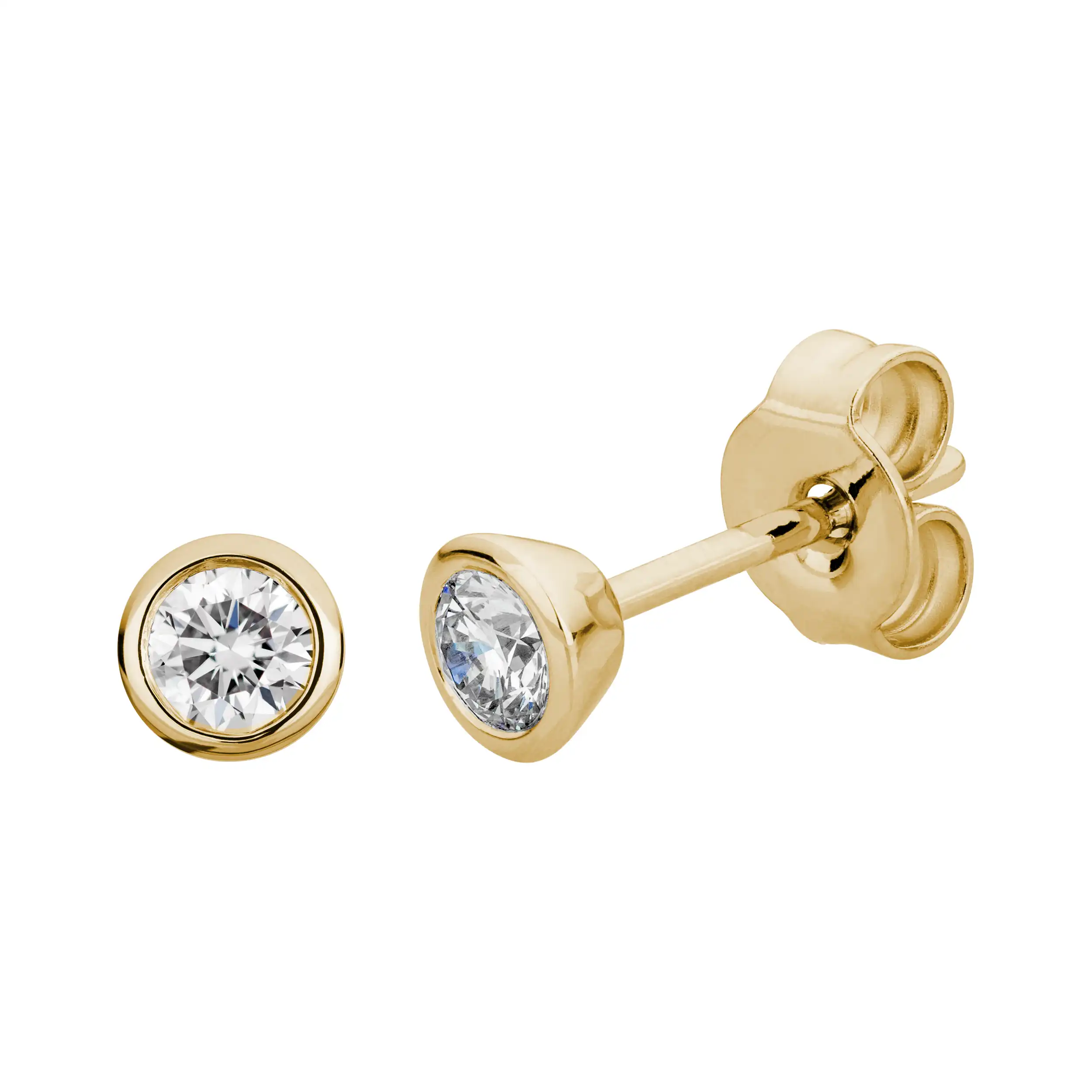 Gold Ohrschmuck Diamant 0,25ct Zarge Solitär - Klassiker