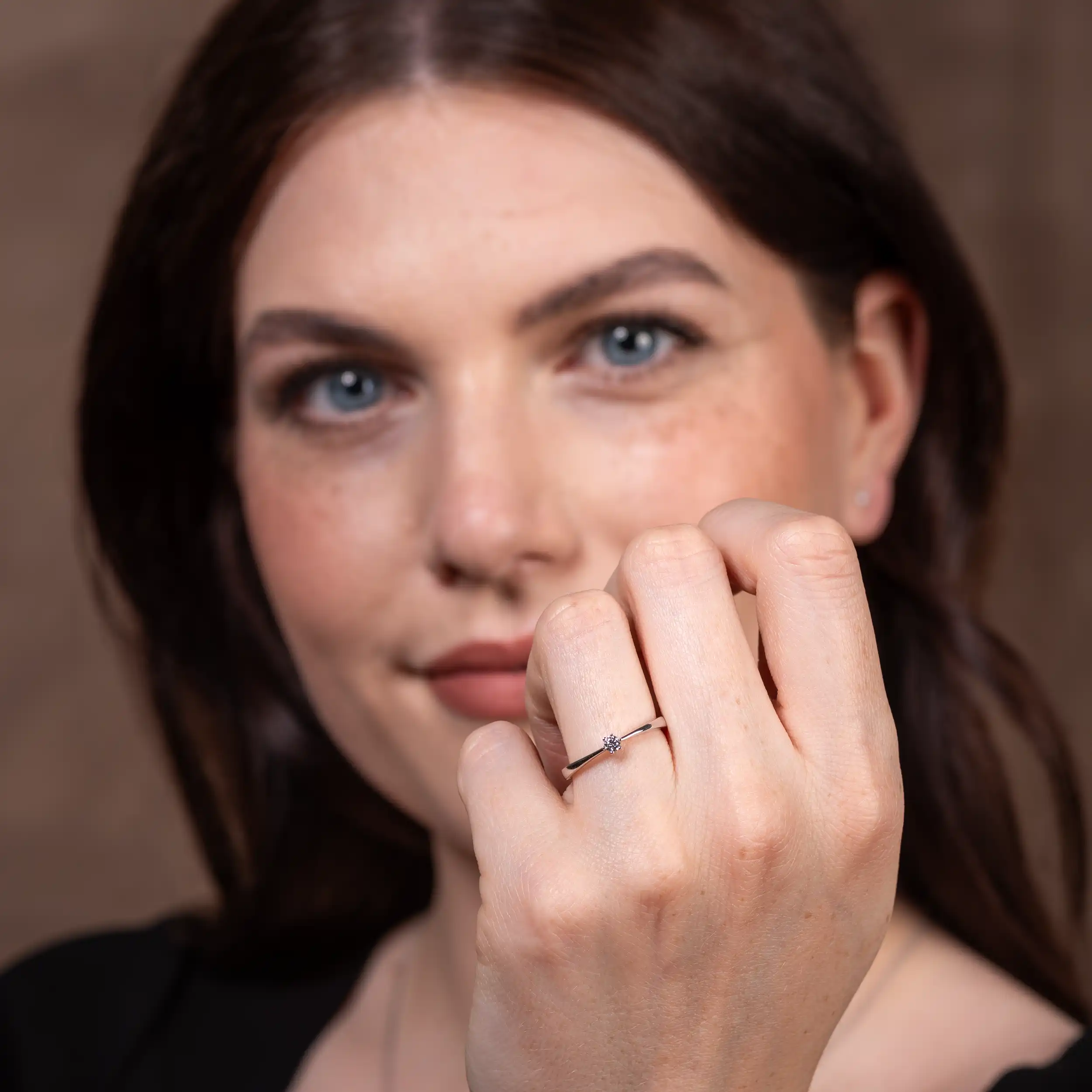 Gold Ring Diamant 0,10ct 6er Krappenfassung Solitär - Klassiker