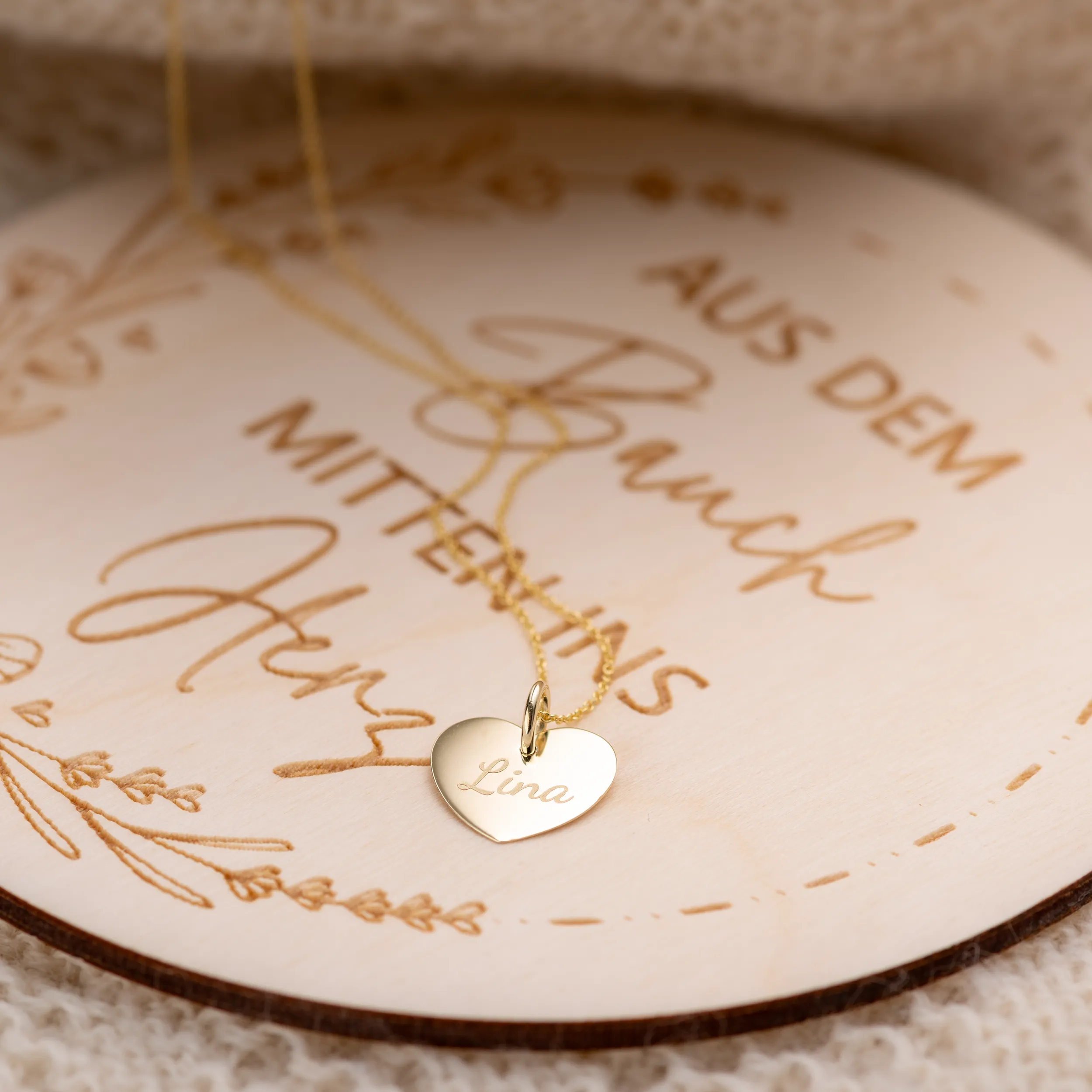 Gold Anhänger Herz personalisiert - Gravur