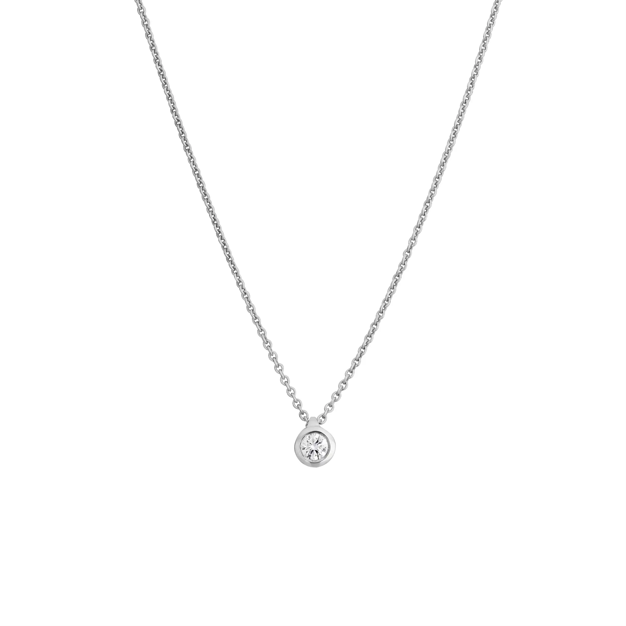 Gold Collier Diamant 0,10ct Zarge Solitär - Klassiker