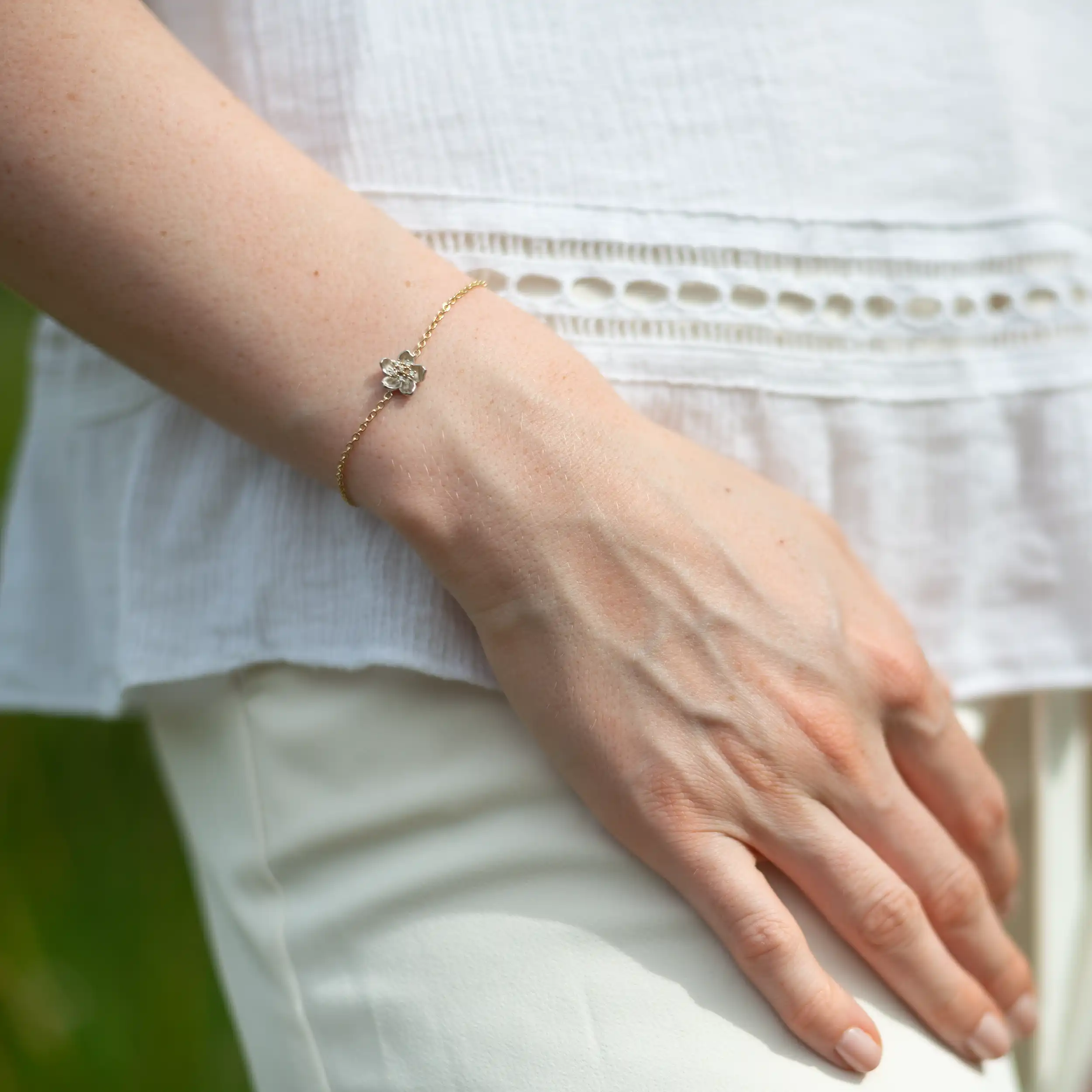 Gold Armband Diamant 0,04ct Kirschblüte - Floral