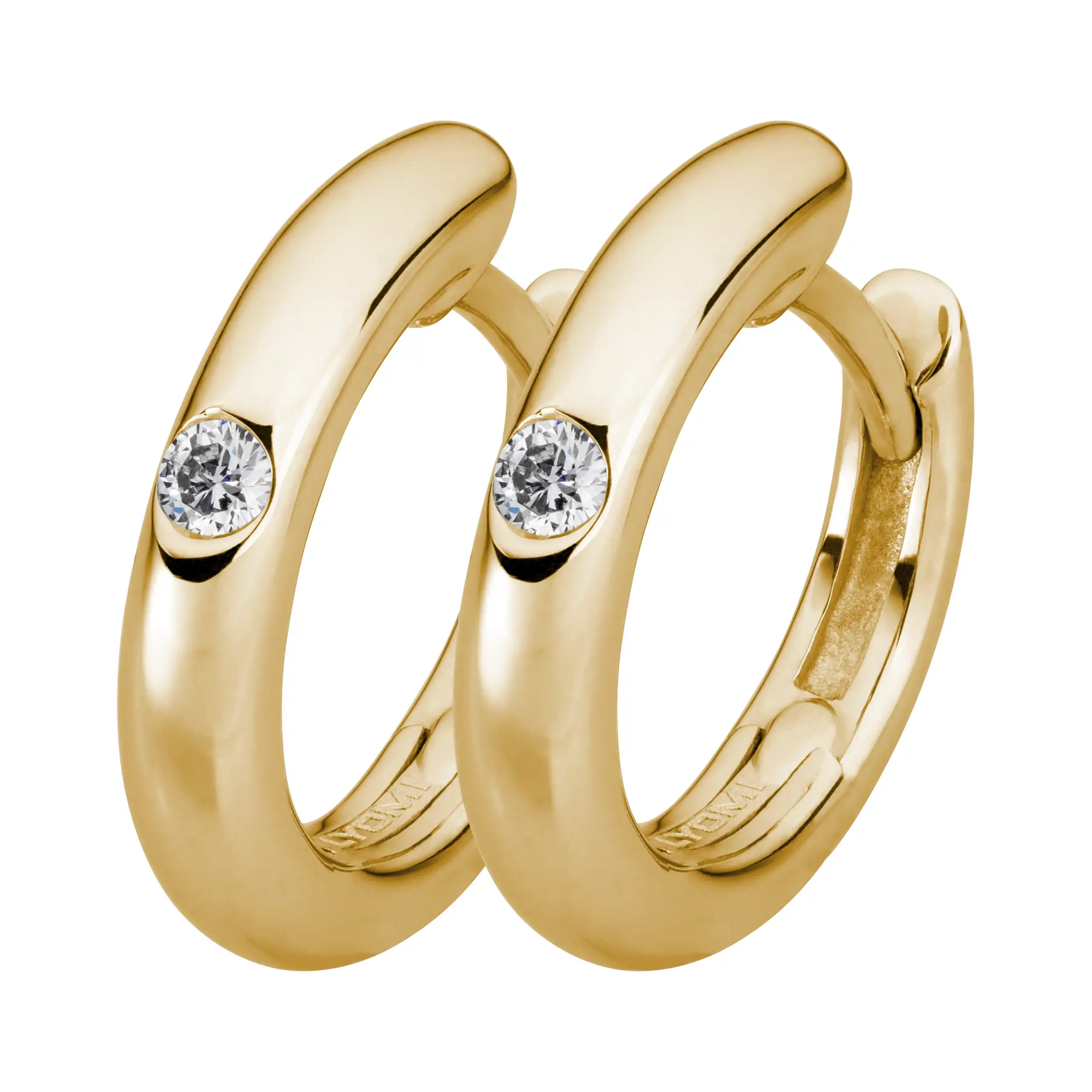 Gold Ohrschmuck Creolen Diamant 0,06ct Solitär - Klassiker