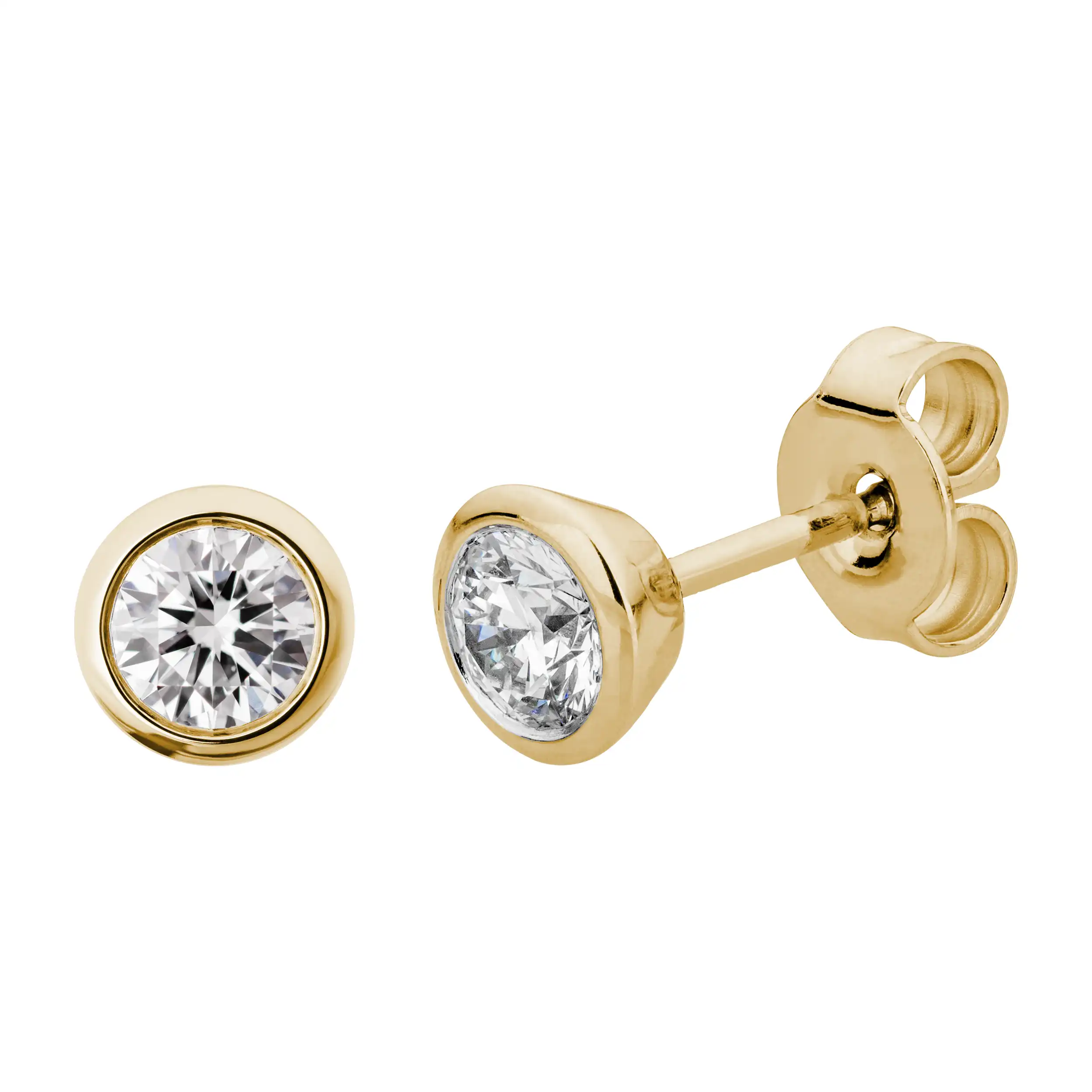 Gold Ohrschmuck Diamant 0,50ct Zarge Solitär - Klassiker