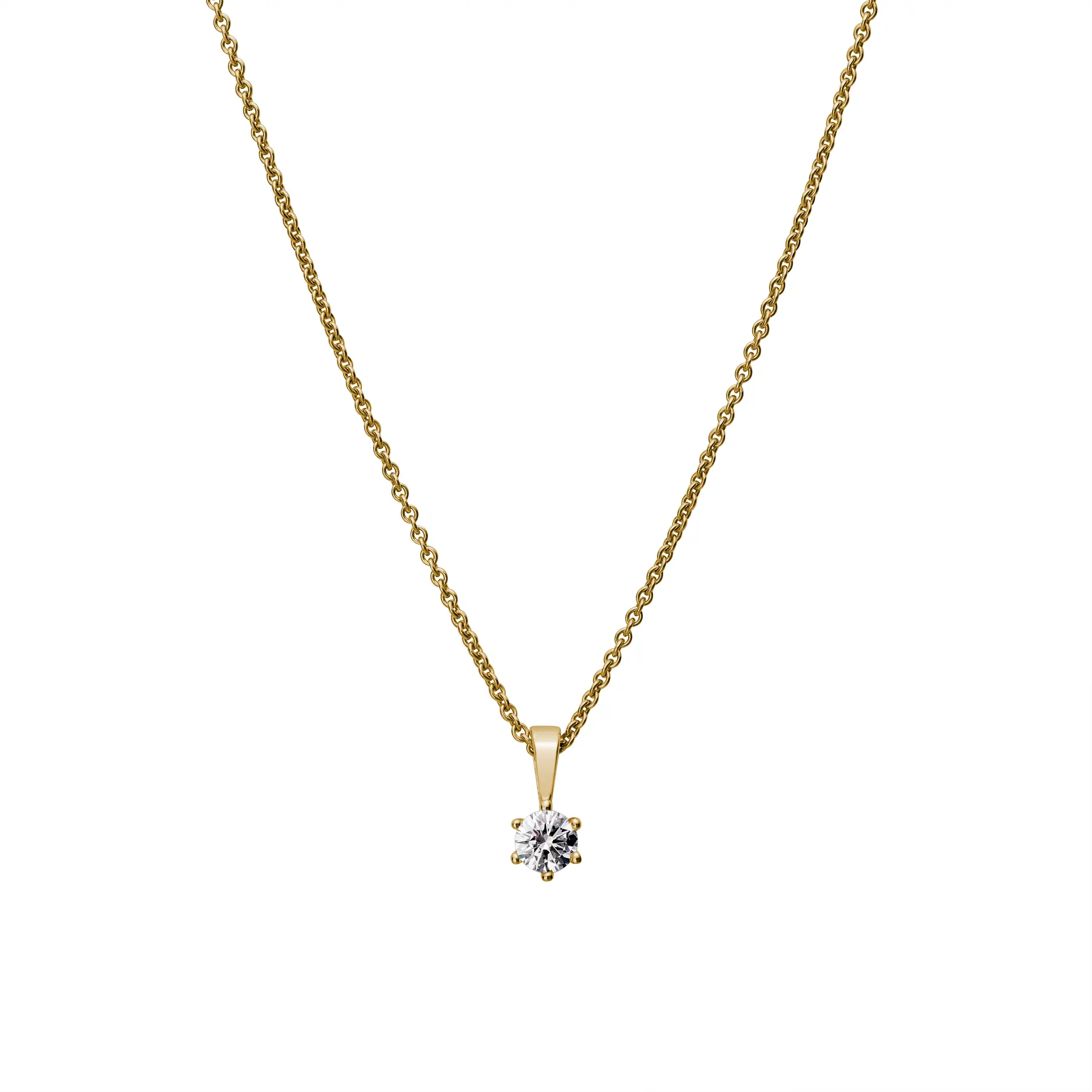 Gold Anhänger Diamant 0,25ct 6er Krappenfassung Solitär - Klassiker