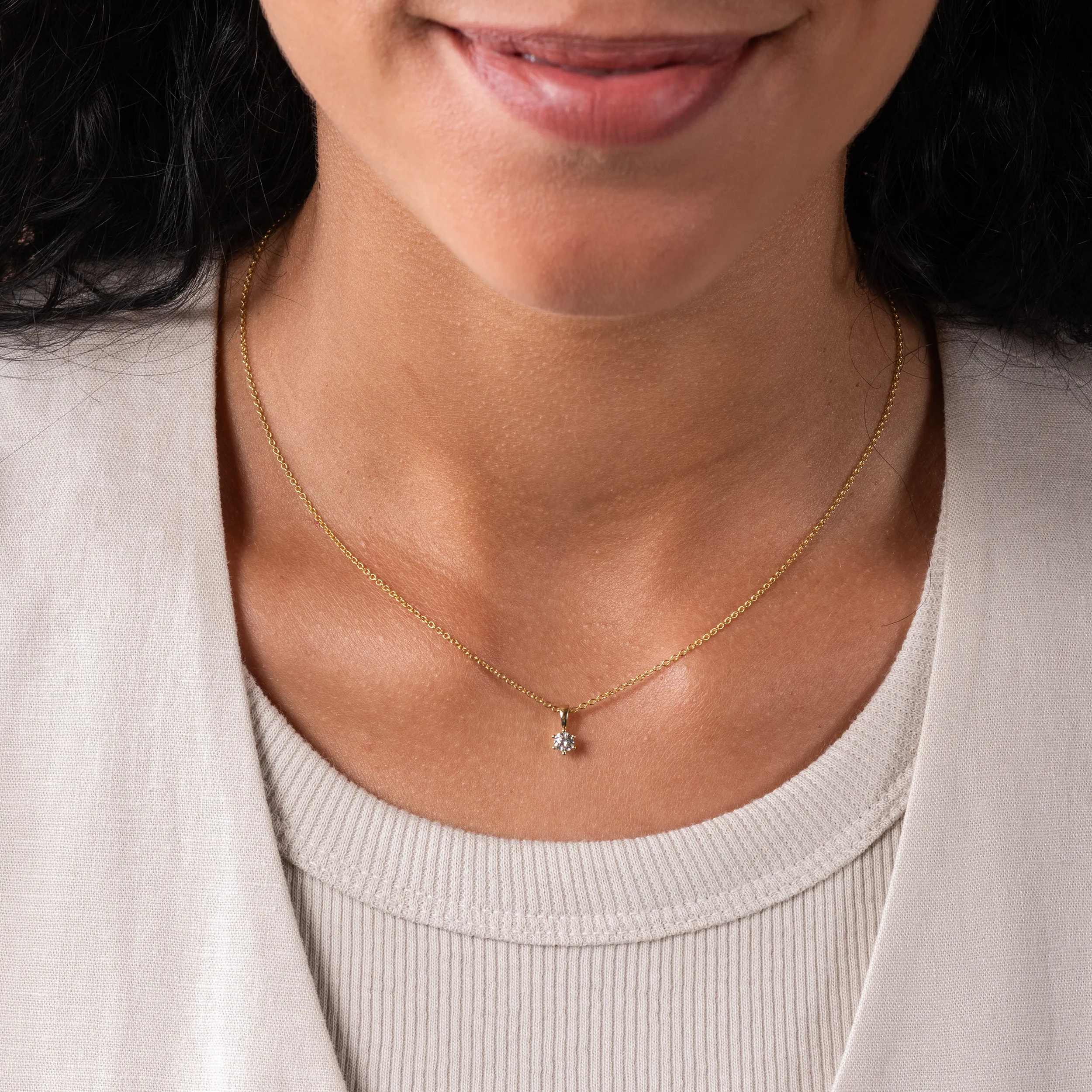 Gold Anhänger Diamant 0,20ct 6er Krappenfassung Solitär - Klassiker