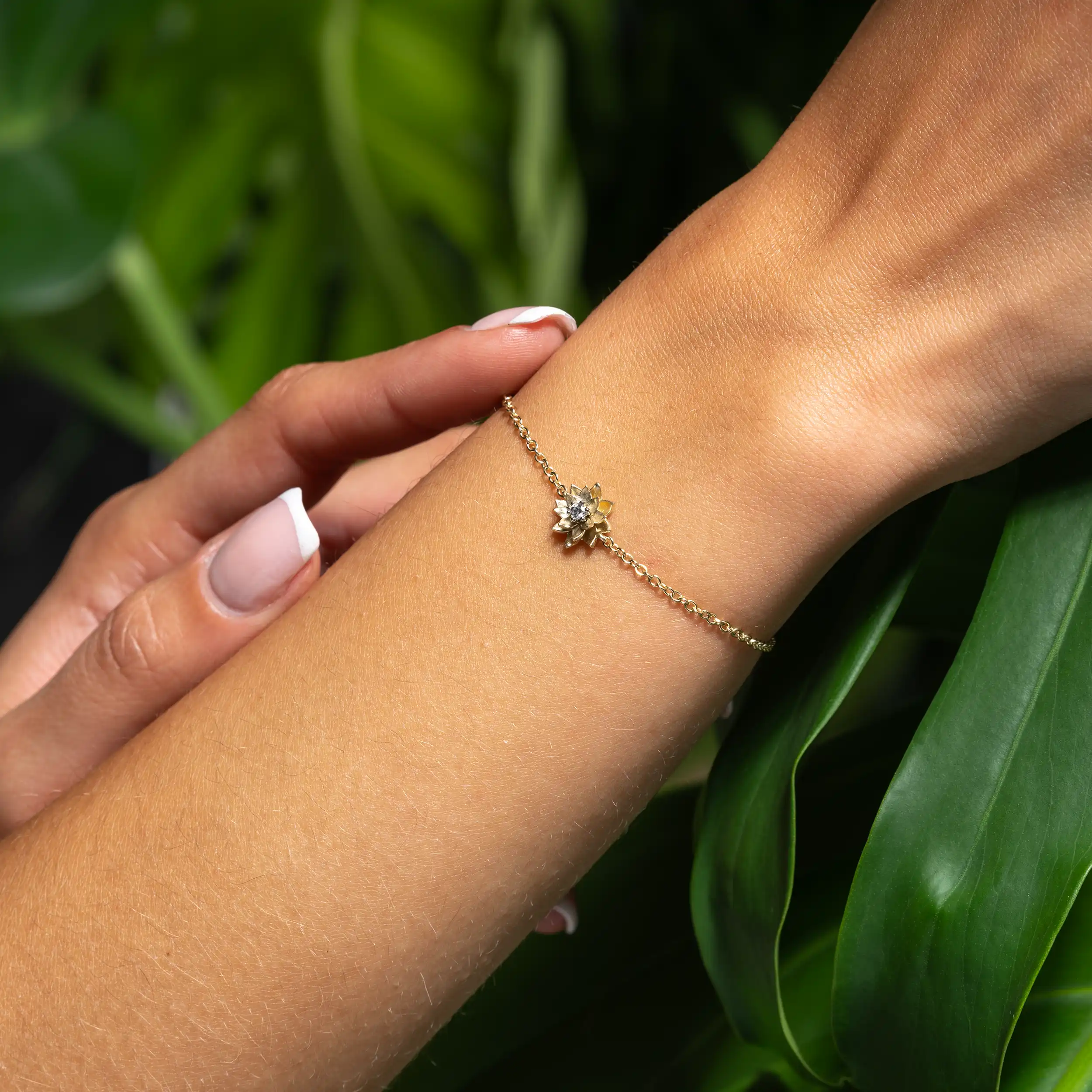 Gold Armband Diamant 0,05ct Lotus - Floral