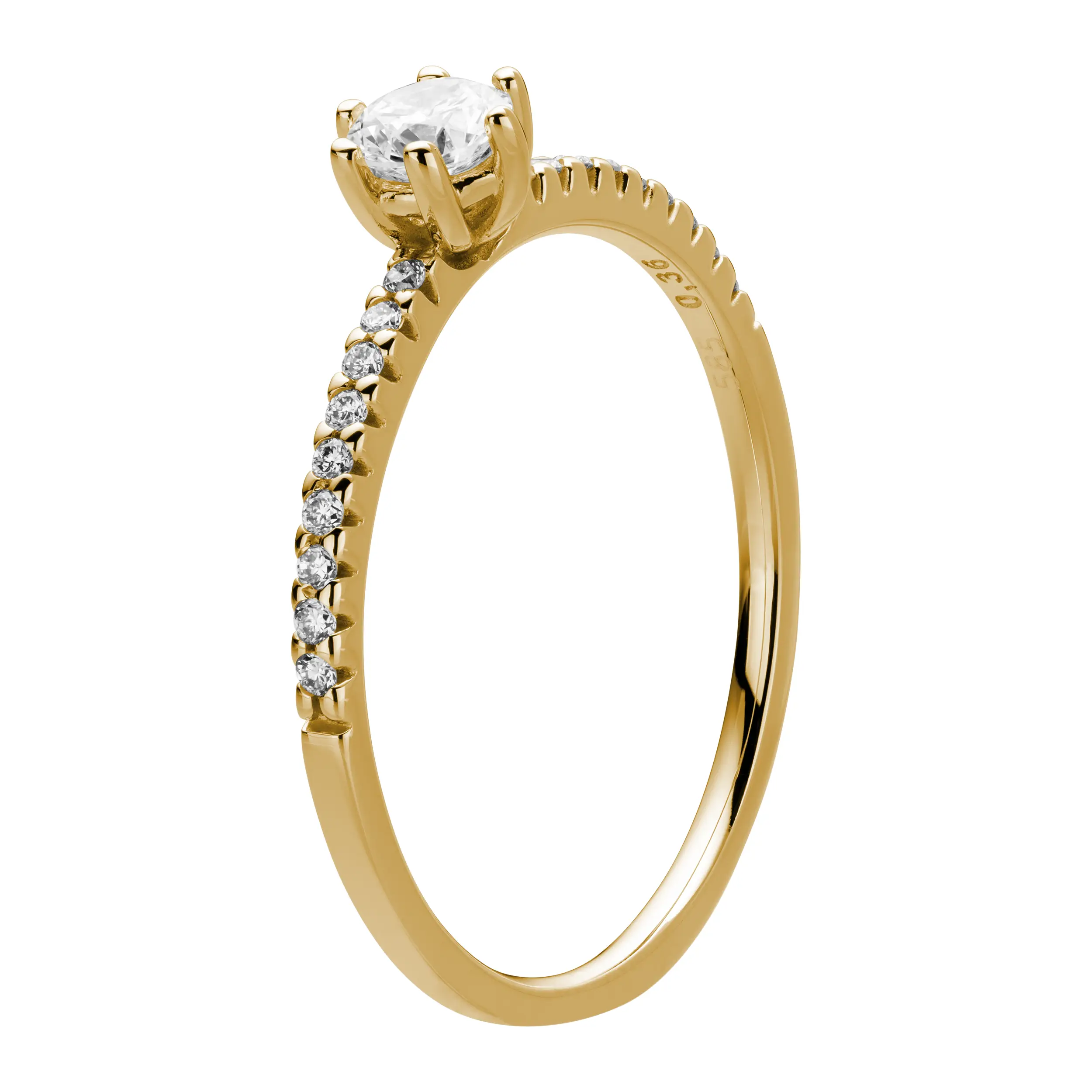 Gold Ring Diamant 0.36ct 6er Stotzen Solitaire Pave