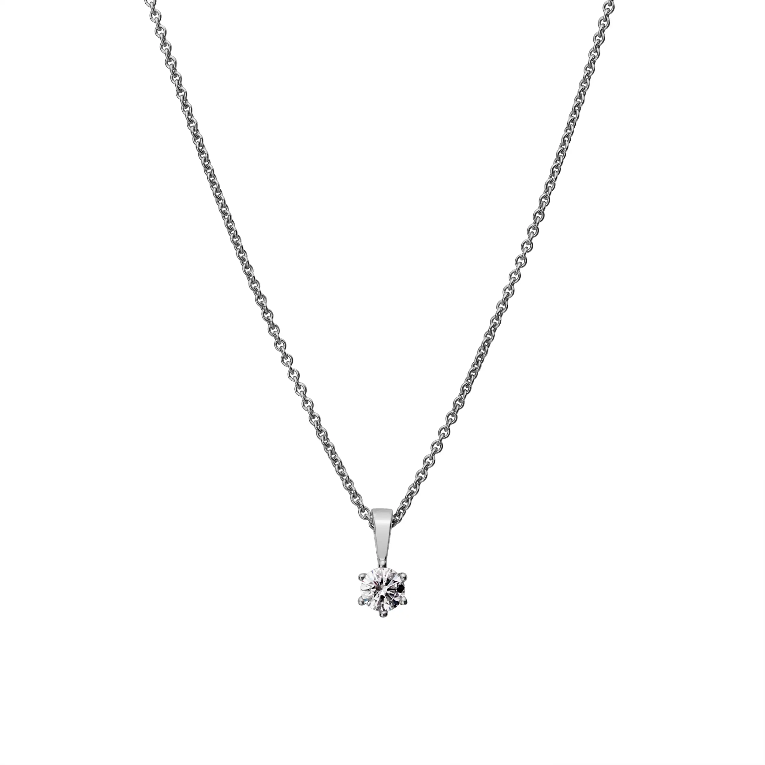 Gold Anhänger Diamant 0,25ct 6er Krappenfassung Solitär - Klassiker
