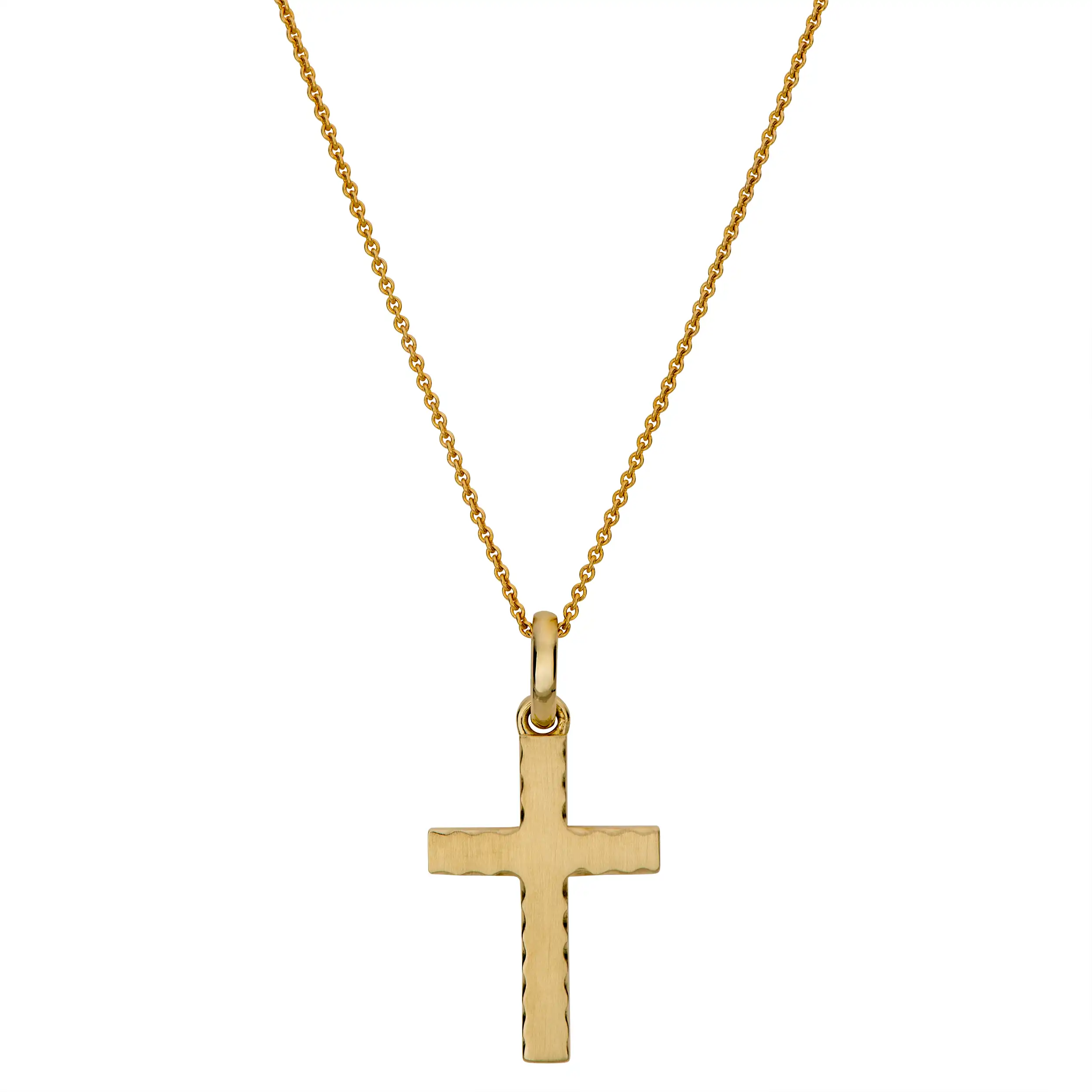Gold Anhänger Kreuz mattiert - Symbole