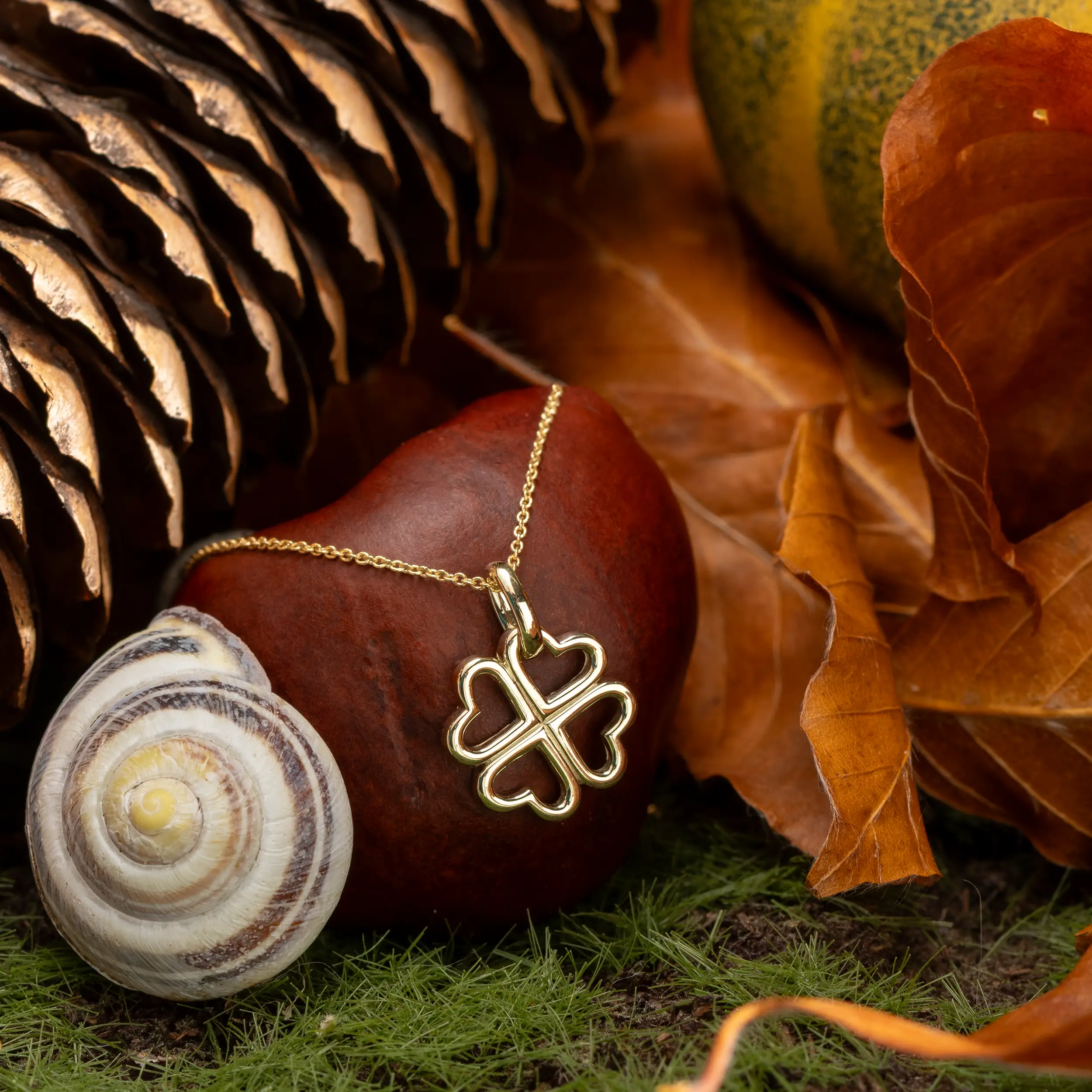 Gold Anhänger Kleeblatt Symbole