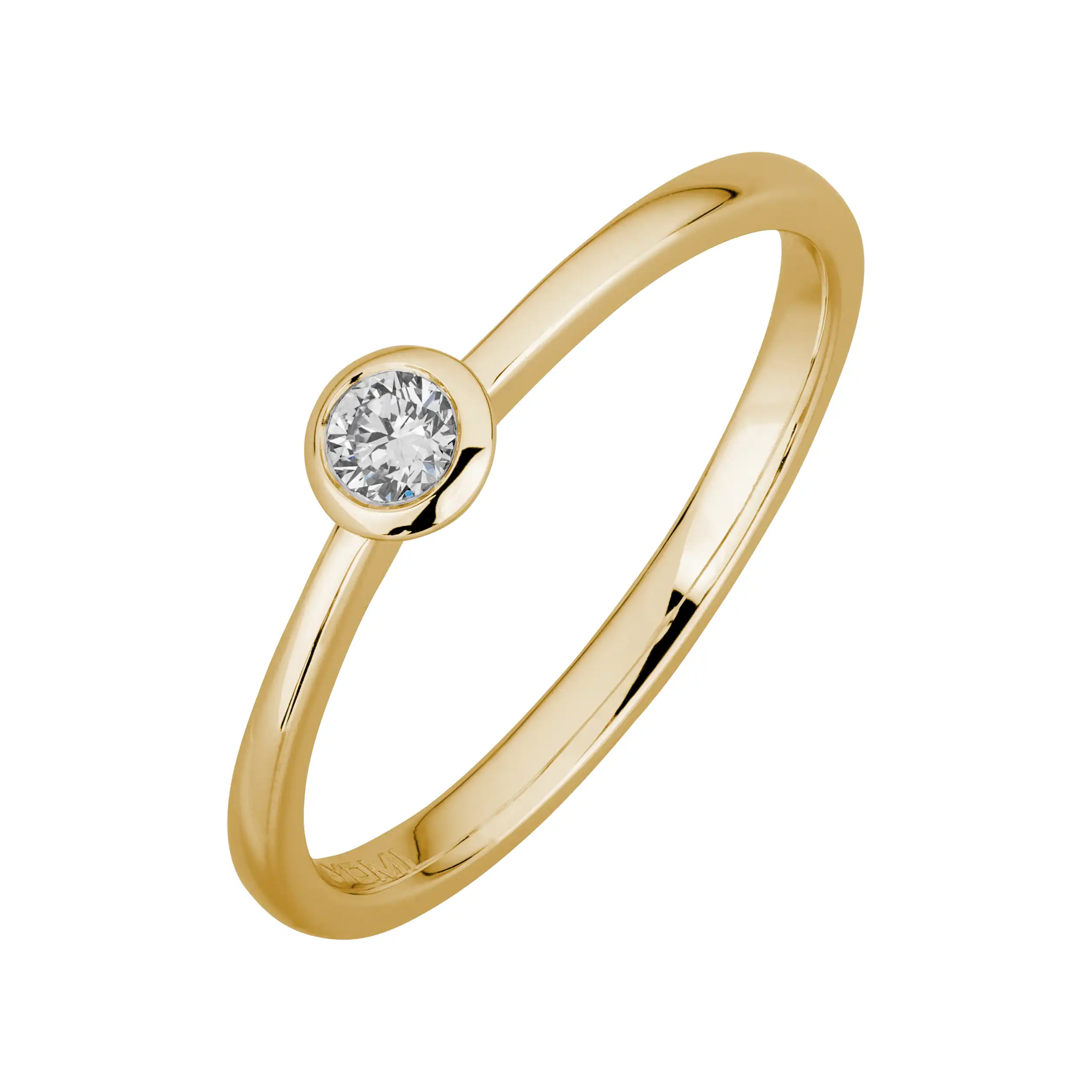 Gold Ring Diamant 0,10ct Zarge Solitär - Klassiker