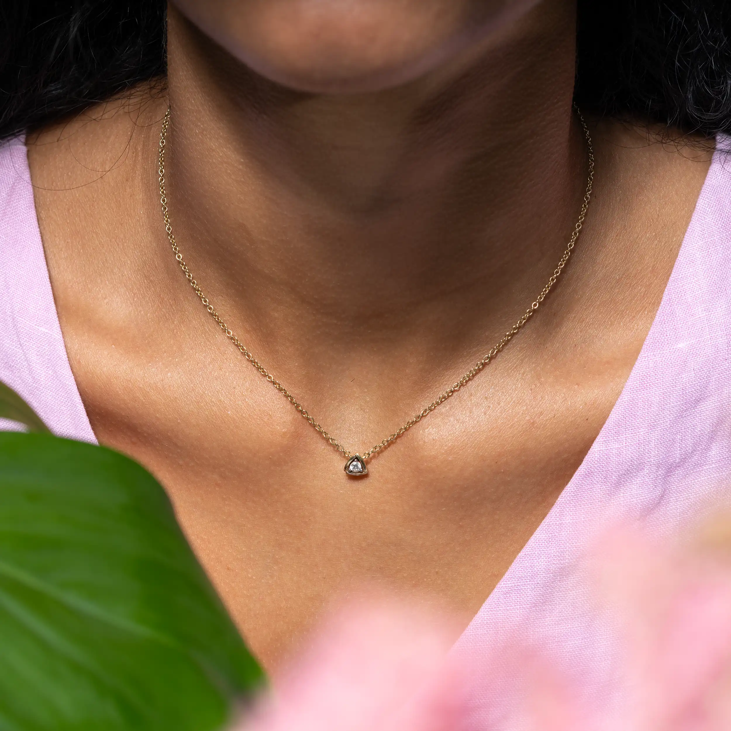 Gold Collier Diamant 0,10ct Maylea - Floral