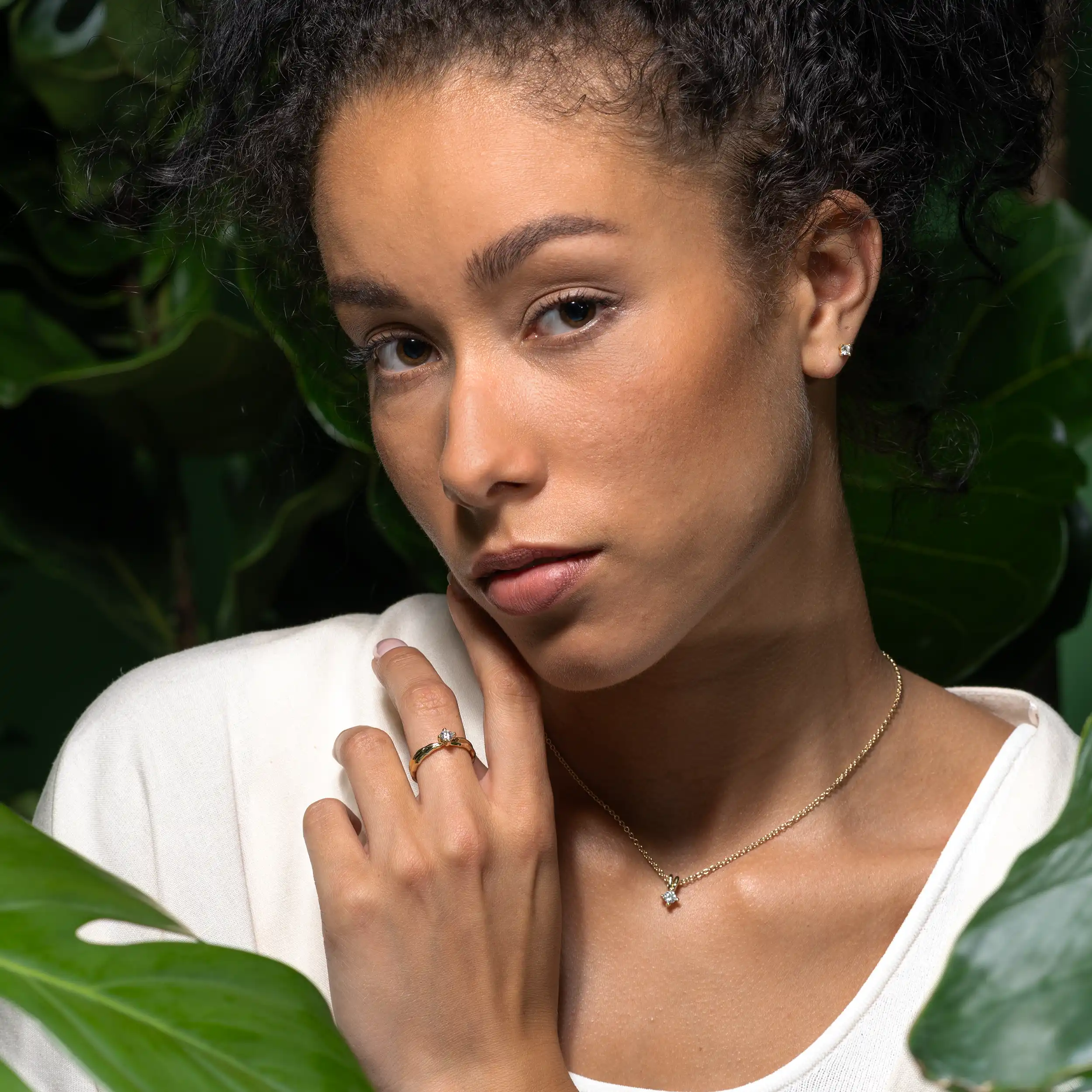 Gold Diamant Solitär Liana - Floral