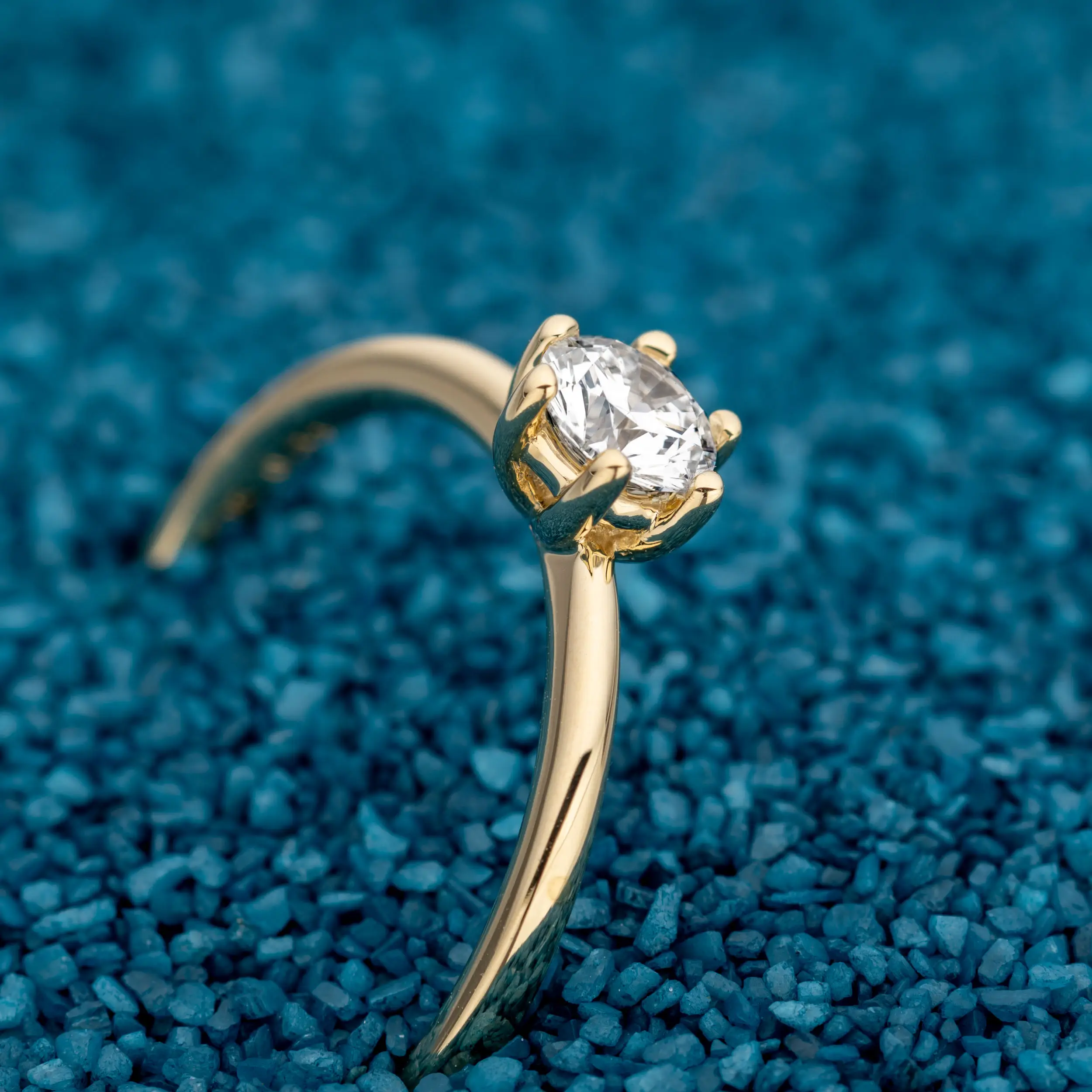 Gold Ring Diamant 0.33ct 6er Stotzen Solitaire