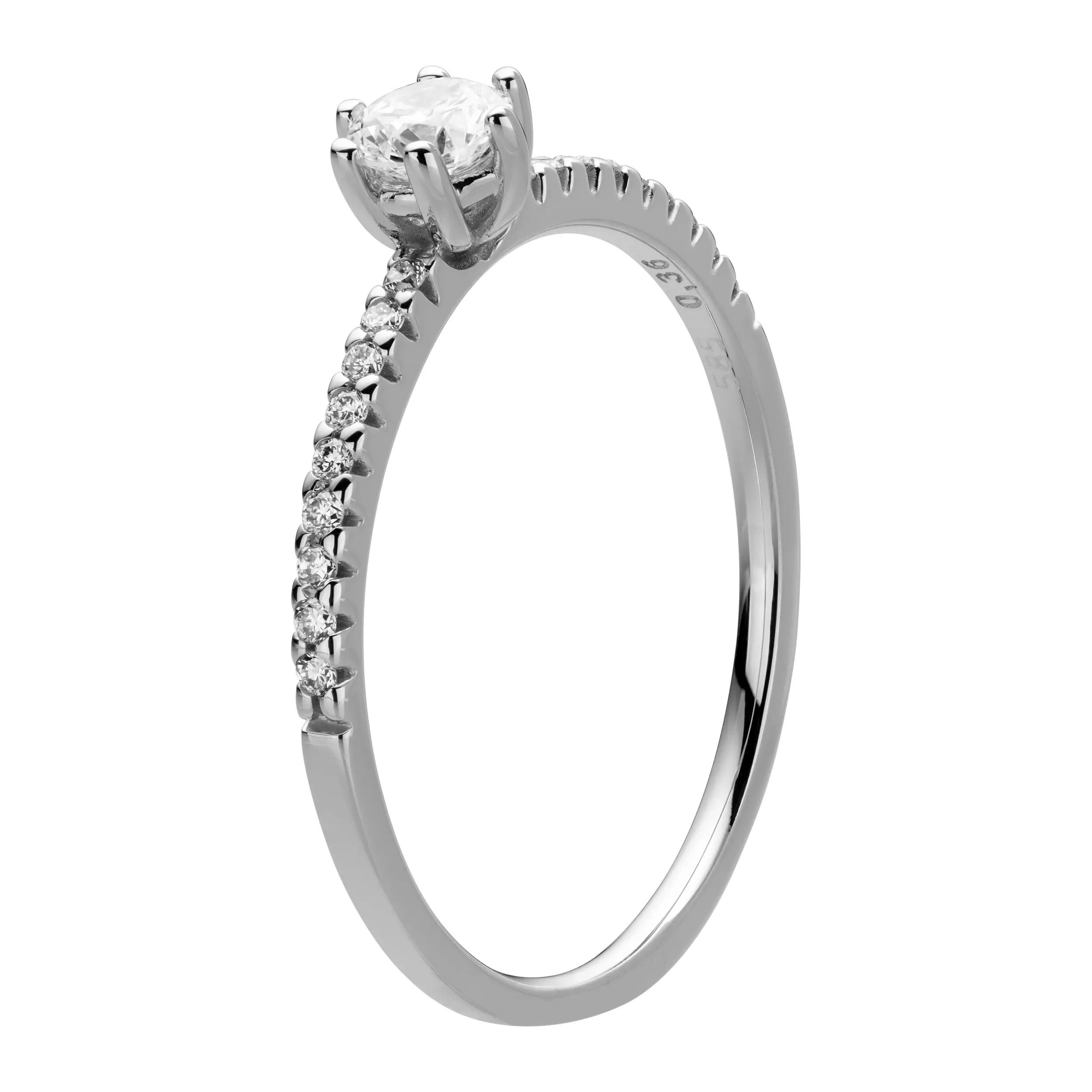 Weissgold Ring Diamant 0.36ct 6er Stotzen Solitaire Pave