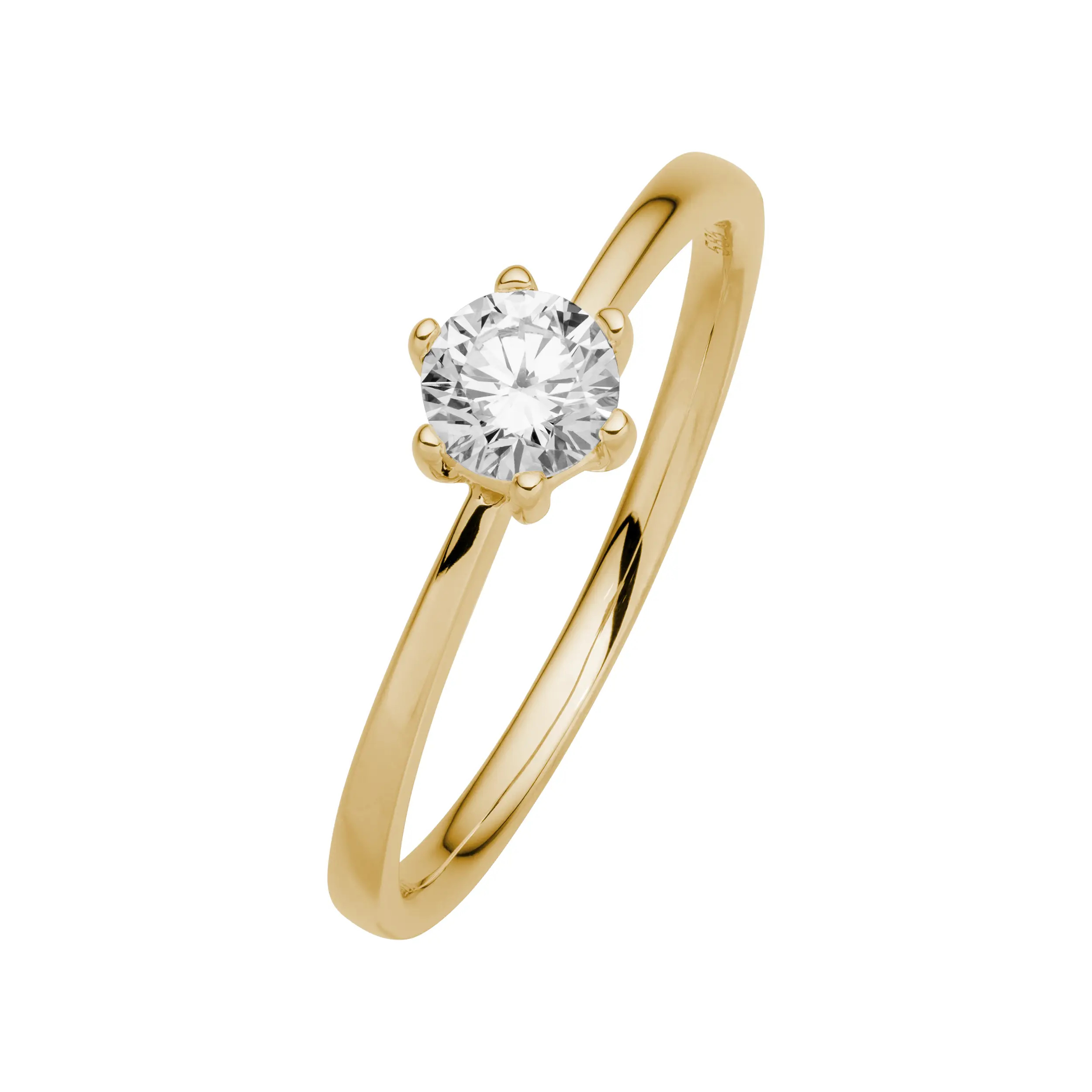 Gold Ring Diamant 0.50ct 6er Stotzen Solitaire