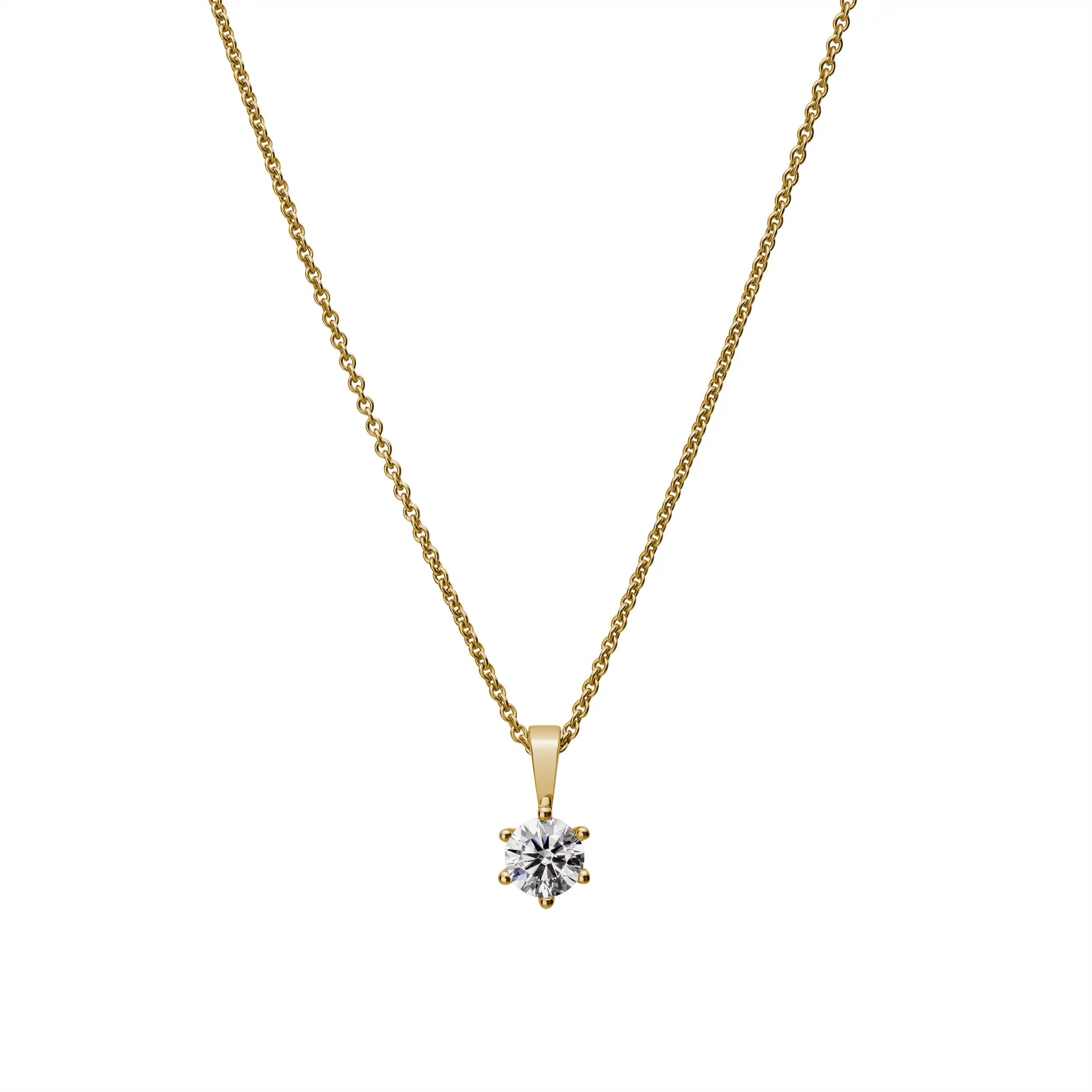 Gold Anhänger Diamant 0,50ct 6er Krappenfassung Solitär - Klassiker