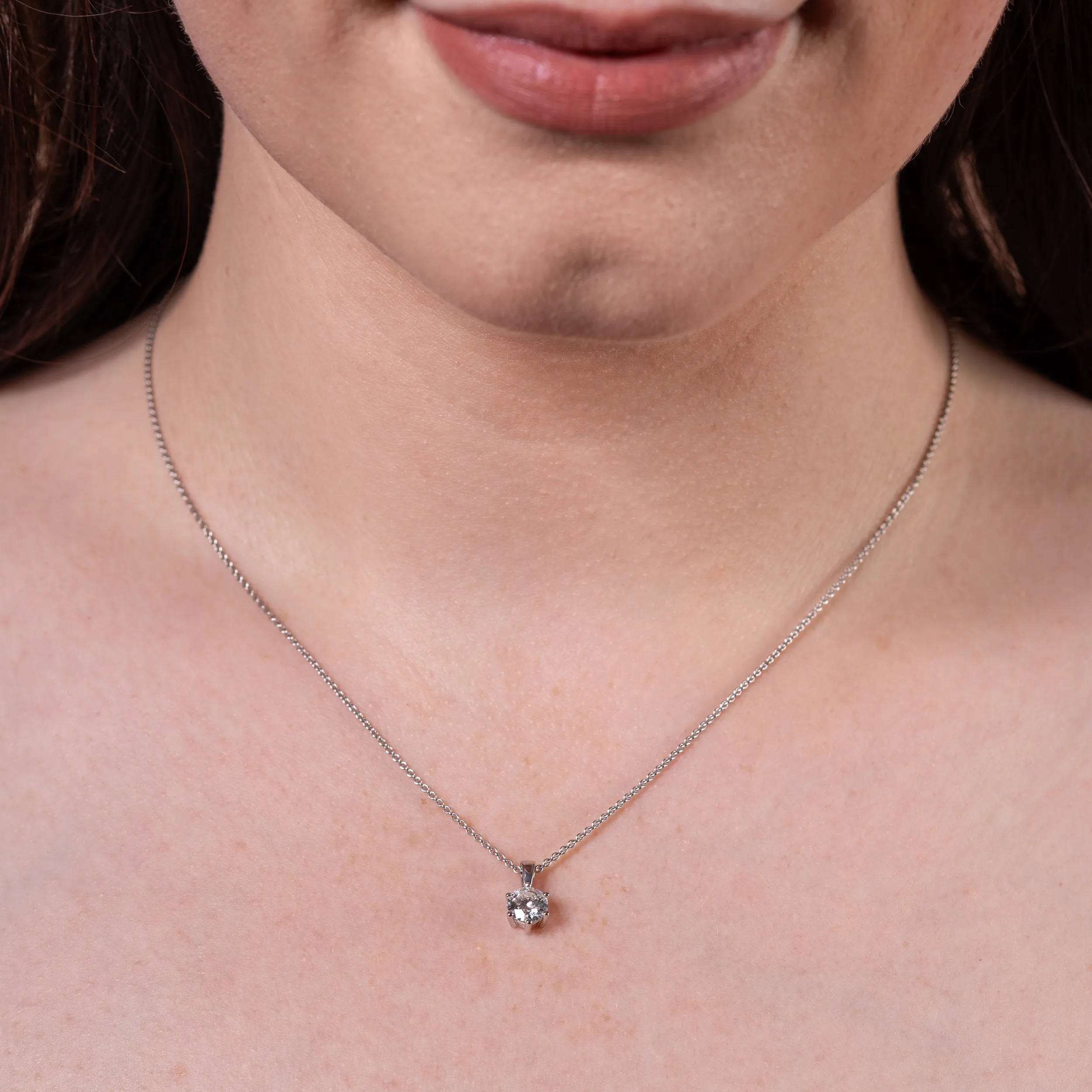 Gold Anhänger Diamant 0,75ct 6er Krappenfassung Solitär - Klassiker