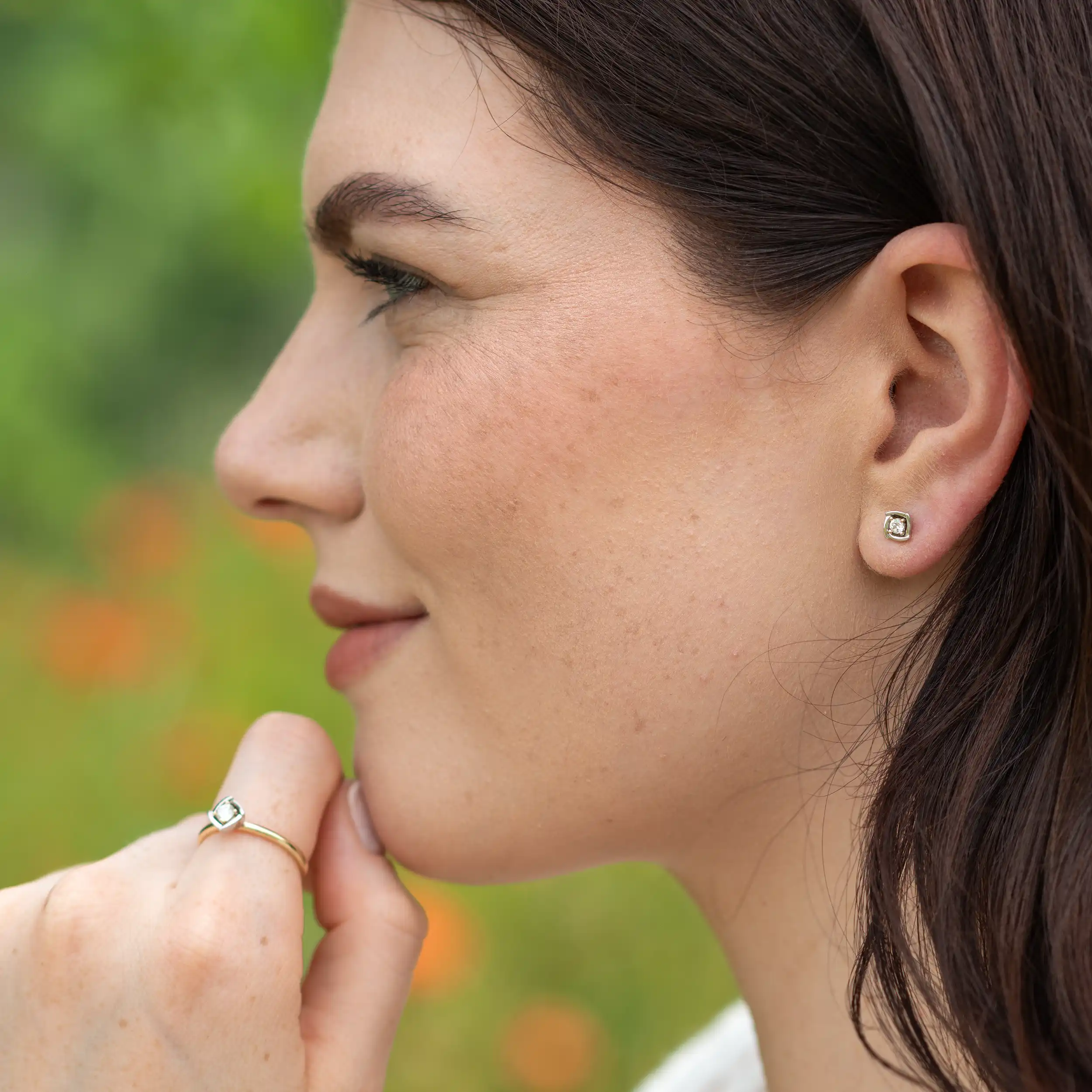 Gold Ohrschmuck Diamant Yuna - Floral