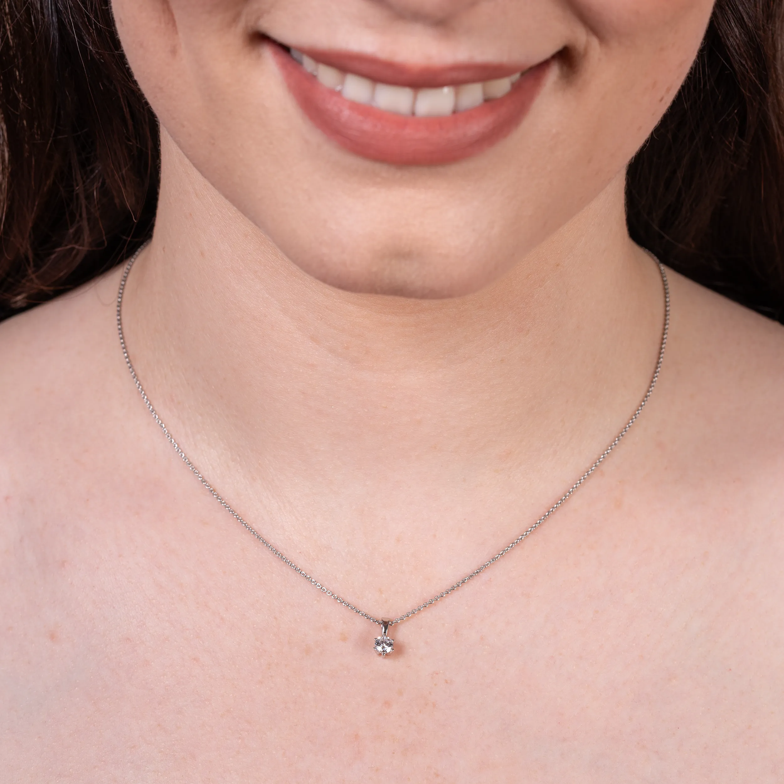 Gold Anhänger Diamant 0,25ct 6er Krappenfassung Solitär - Klassiker
