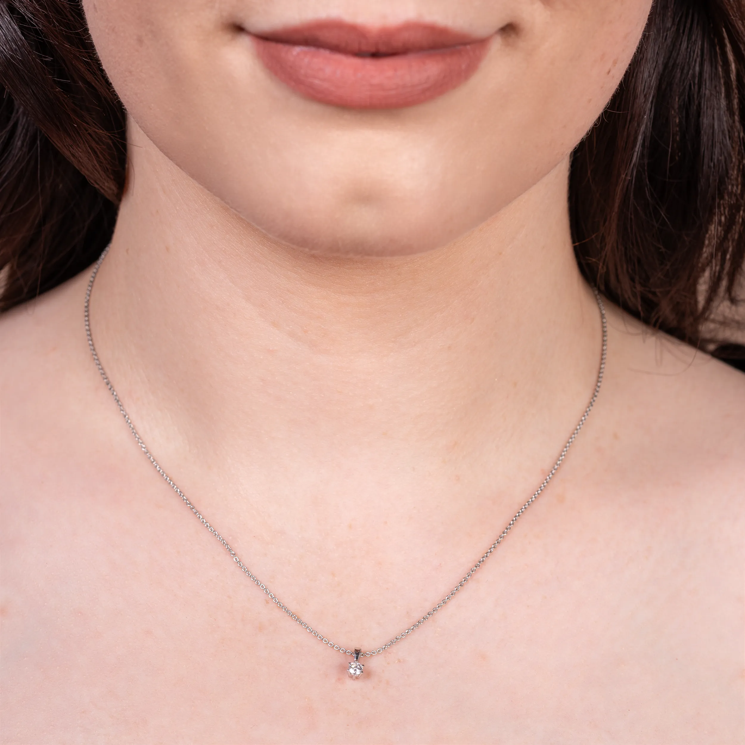 Gold Anhänger Diamant 0,10ct 6er Krappenfassung Solitär - Klassiker