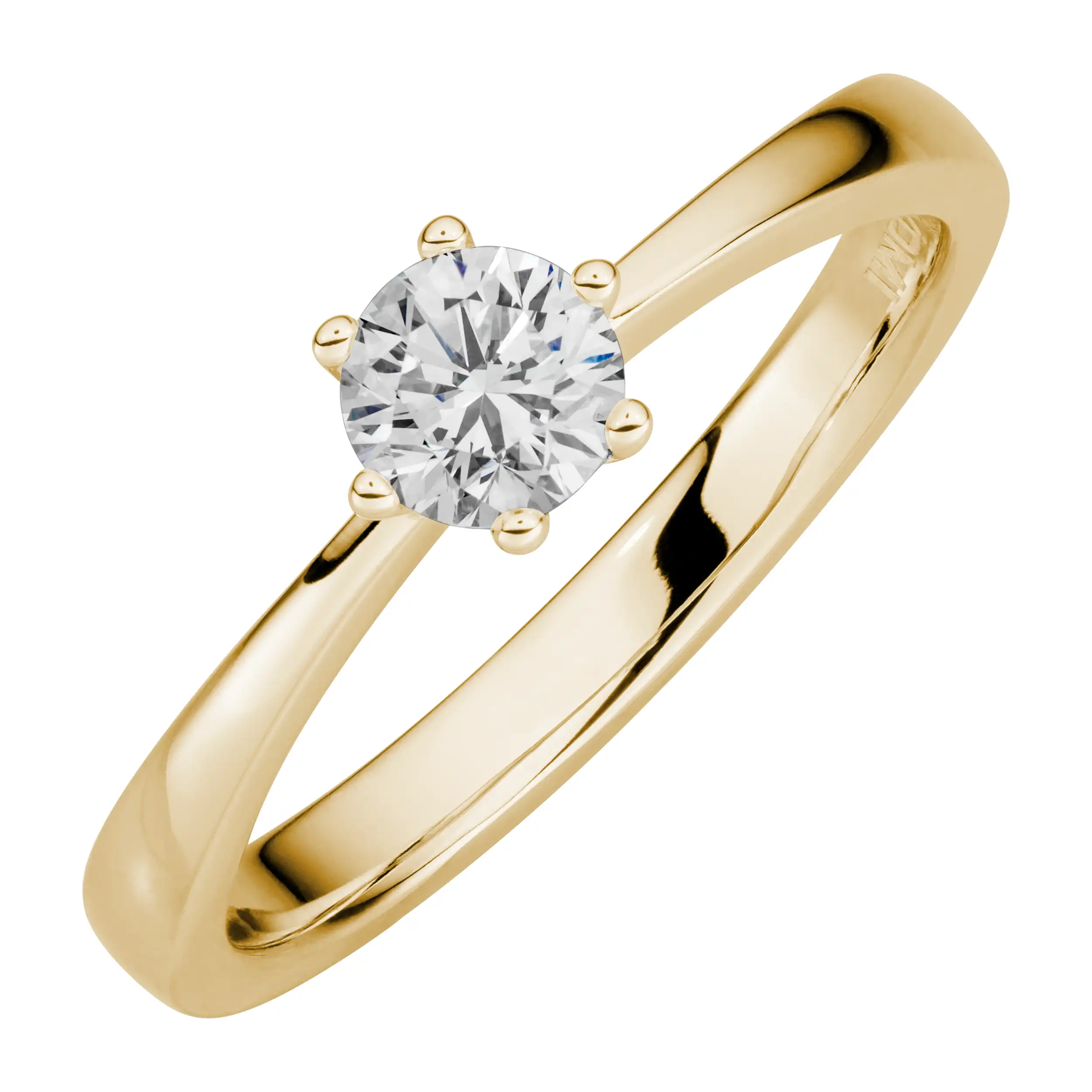 Gold Ring Diamant 0,50ct 6er Krappenfassung Solitär - Klassiker 