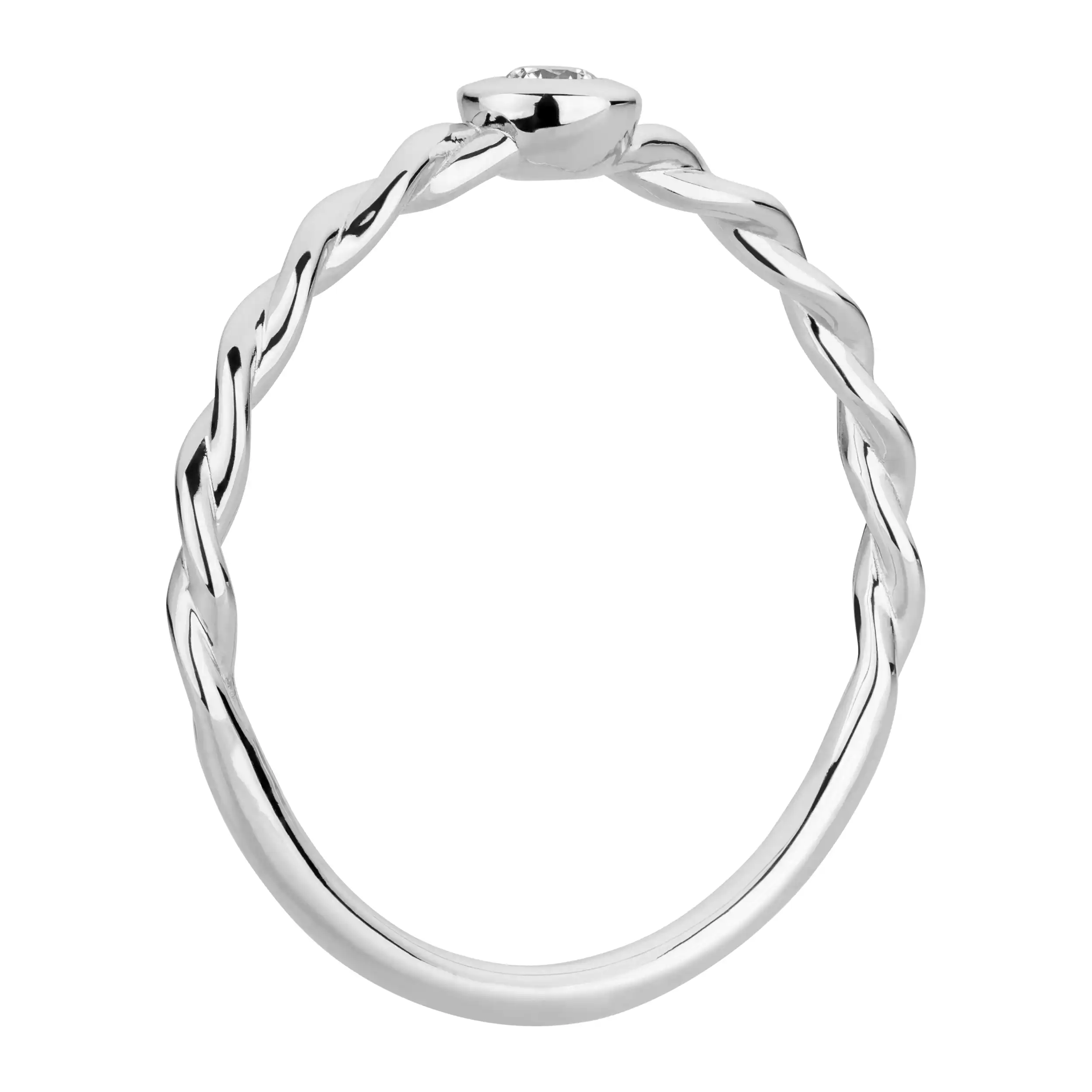 Gold Ring Kordel Diamant 0,06ct Zarge Solitär - Klassiker