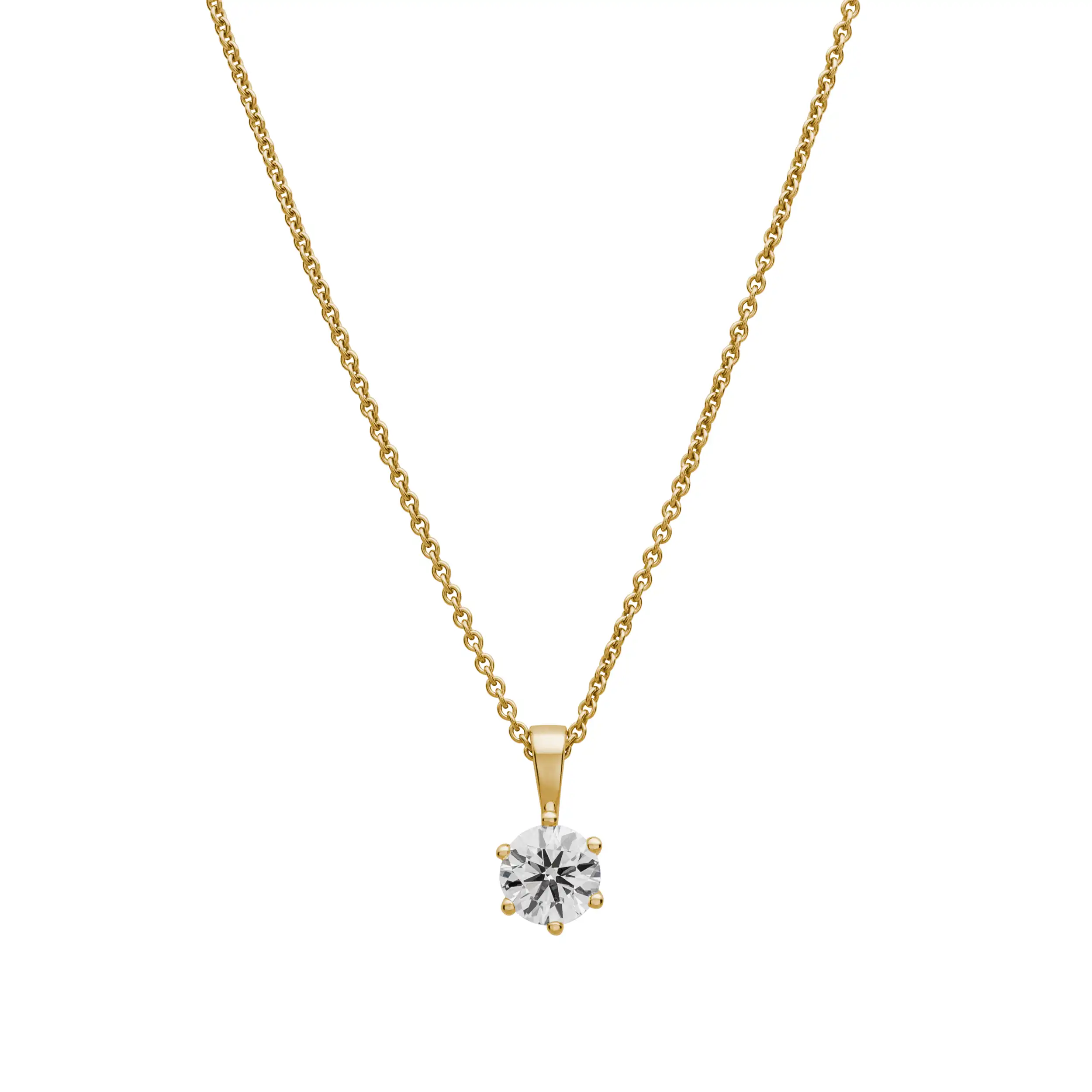 Gold Anhänger Diamant 0,75ct 6er Krappenfassung Solitär - Klassiker