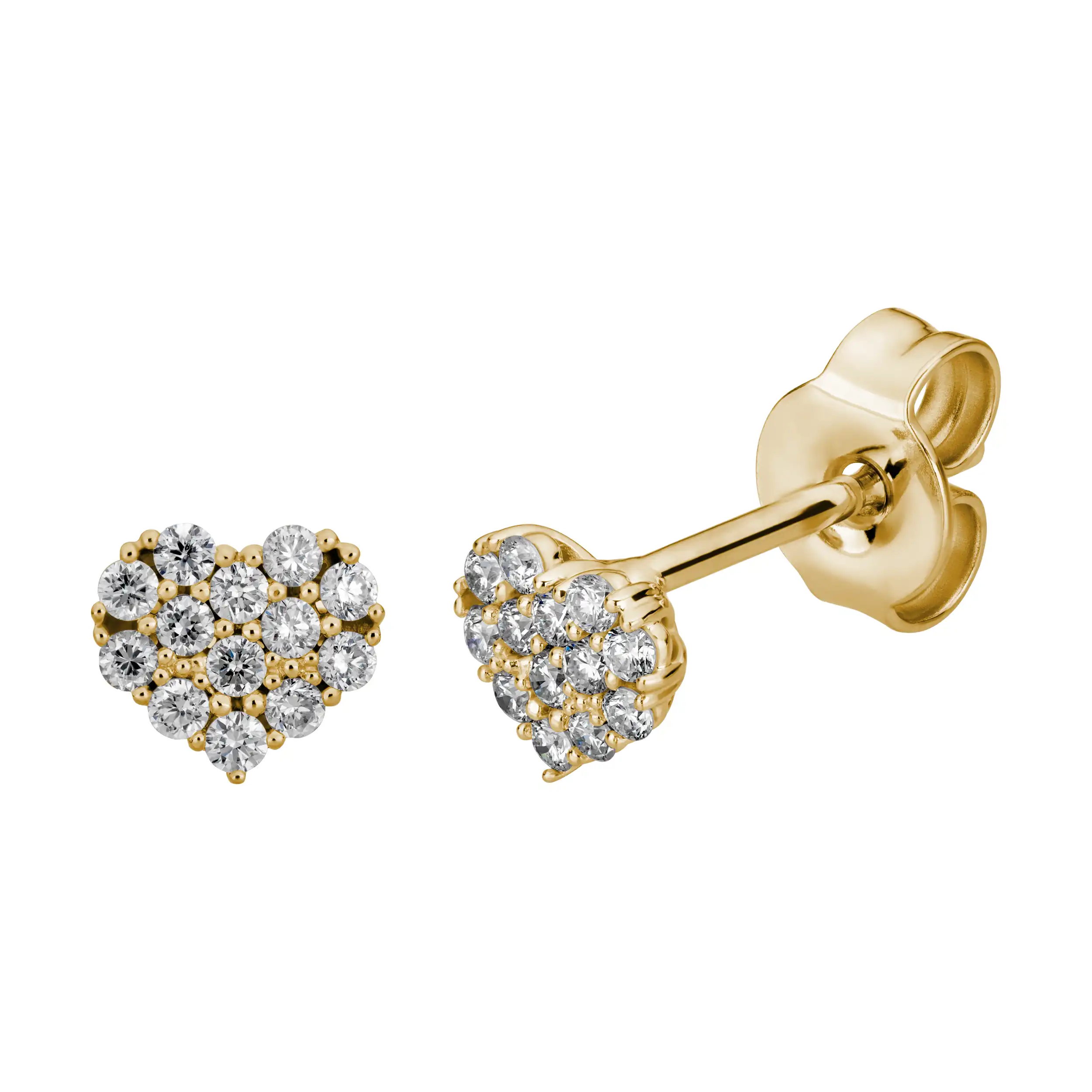 Gold Ohrschmuck Herz Diamant 0,19ct Pavé - Klassiker