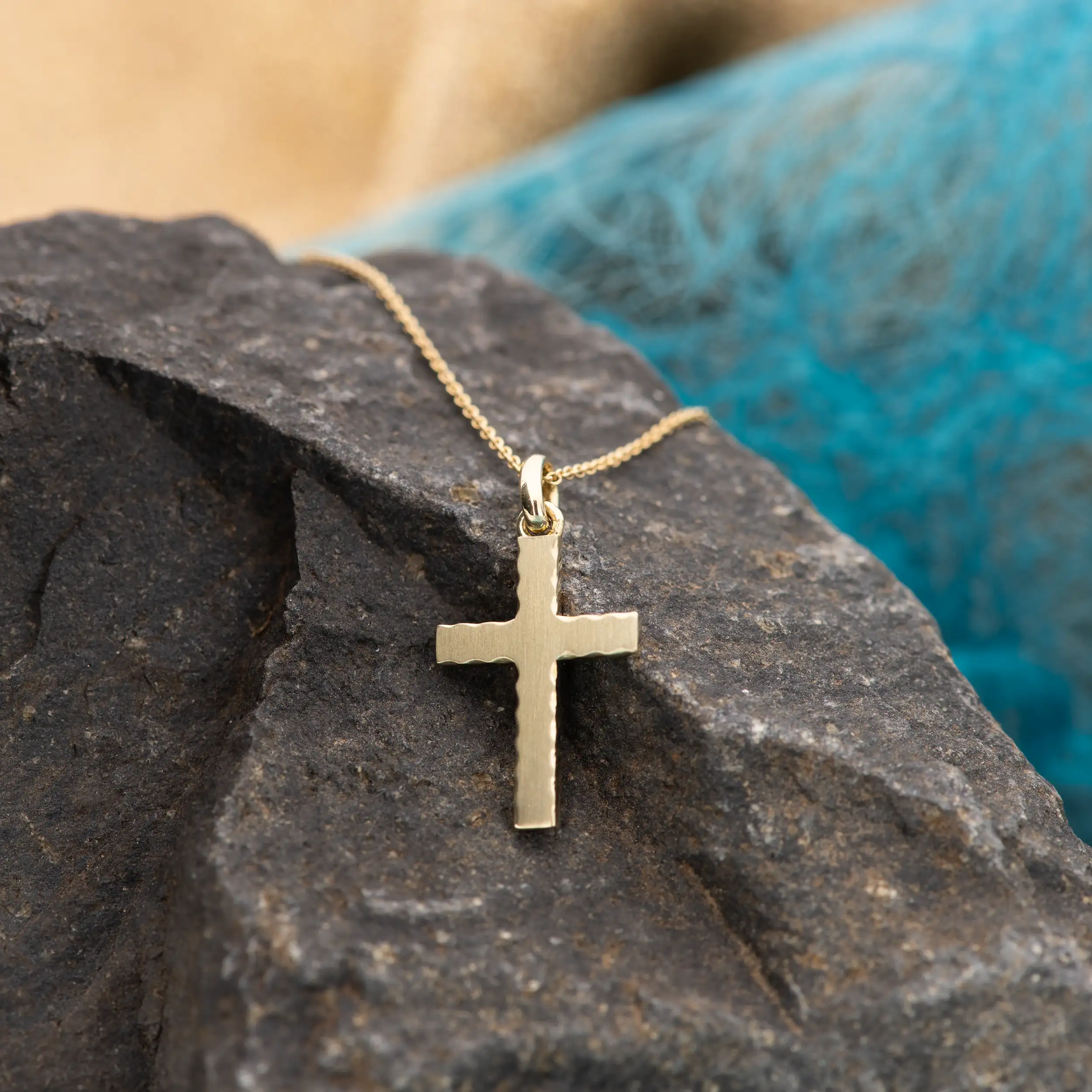 Gold Anhänger Kreuz mattiert - Symbole