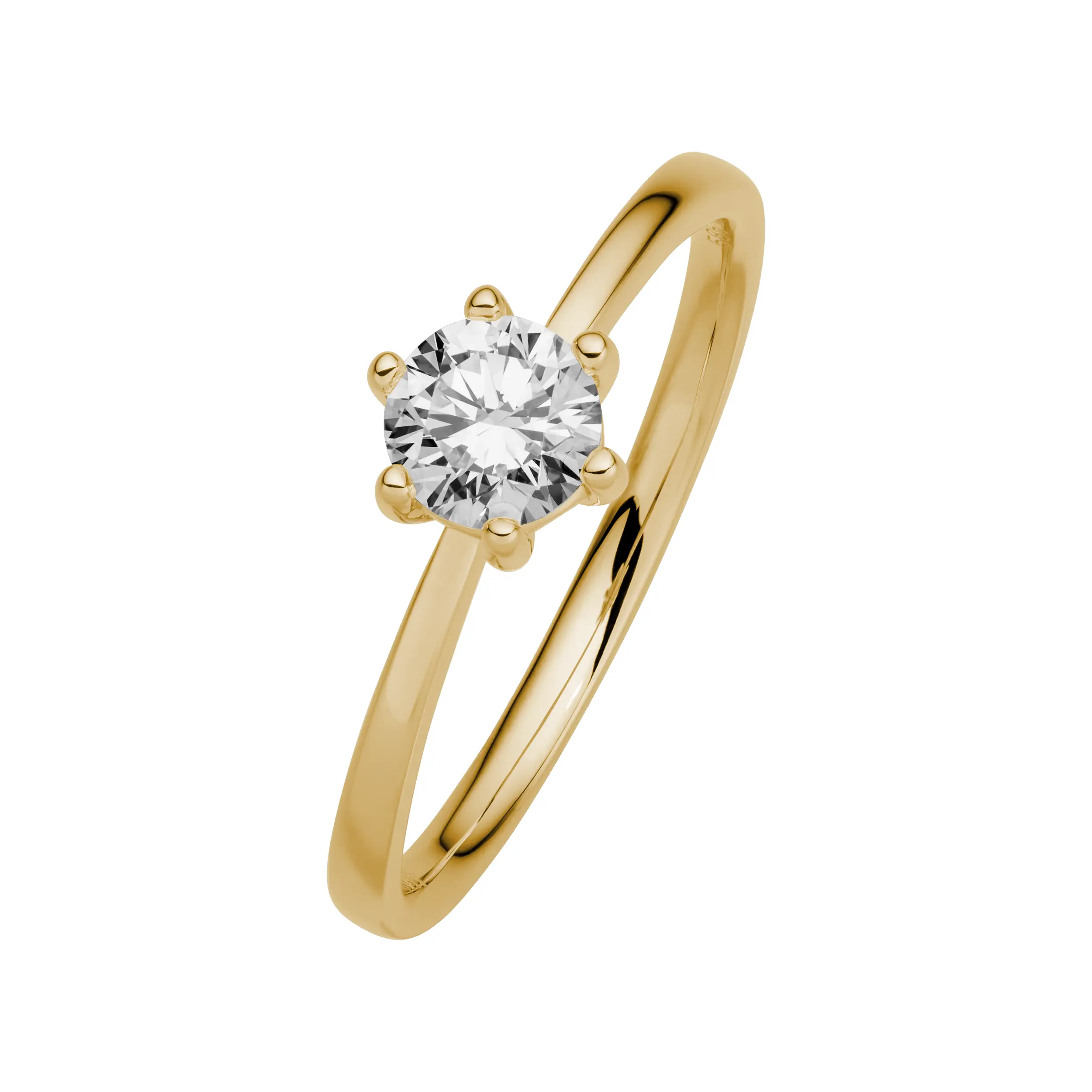 Gold Ring Diamant 0.50ct 6er Stotzen Solitaire