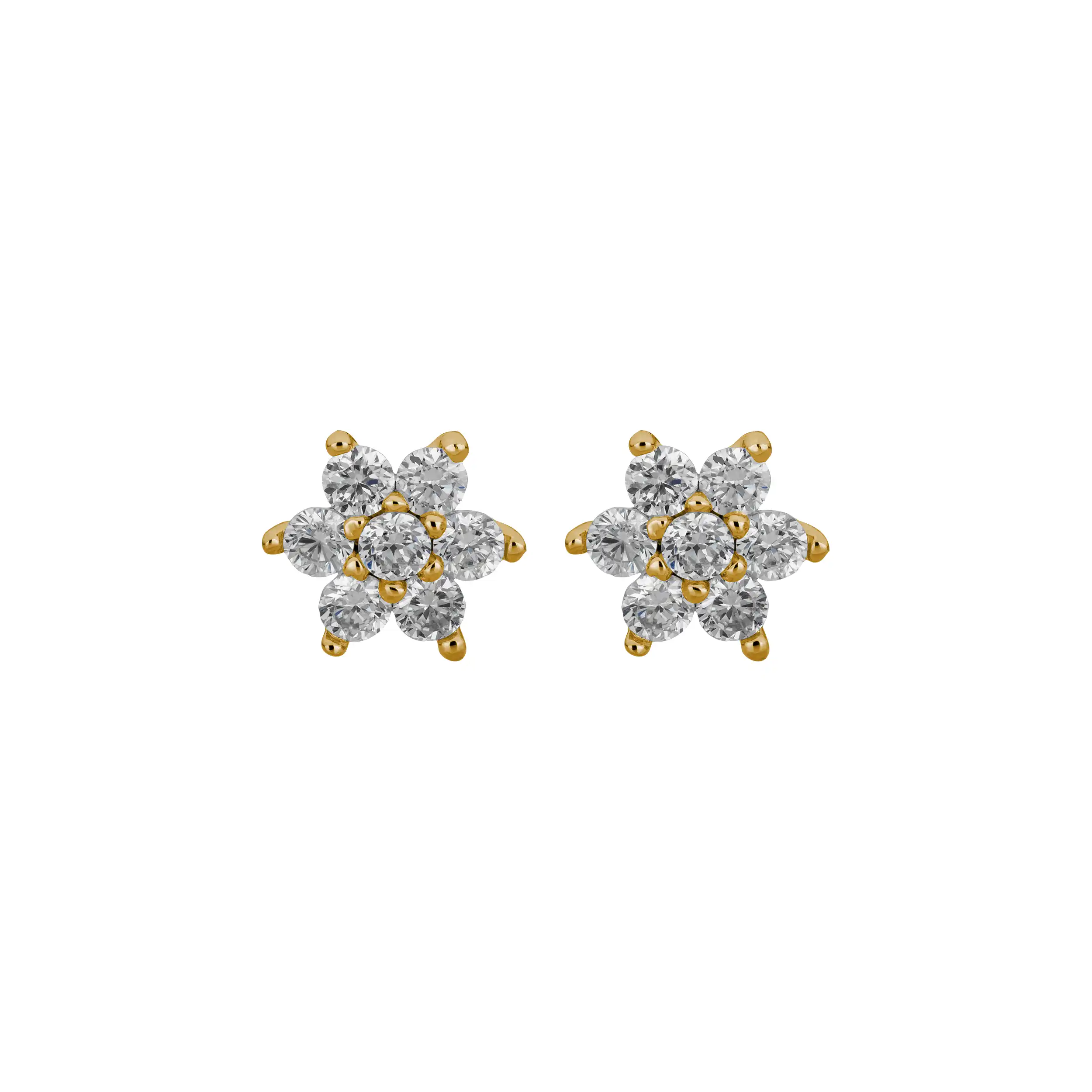 Gold Ohrschmuck Blume Diamant 0,19ct - Klassiker