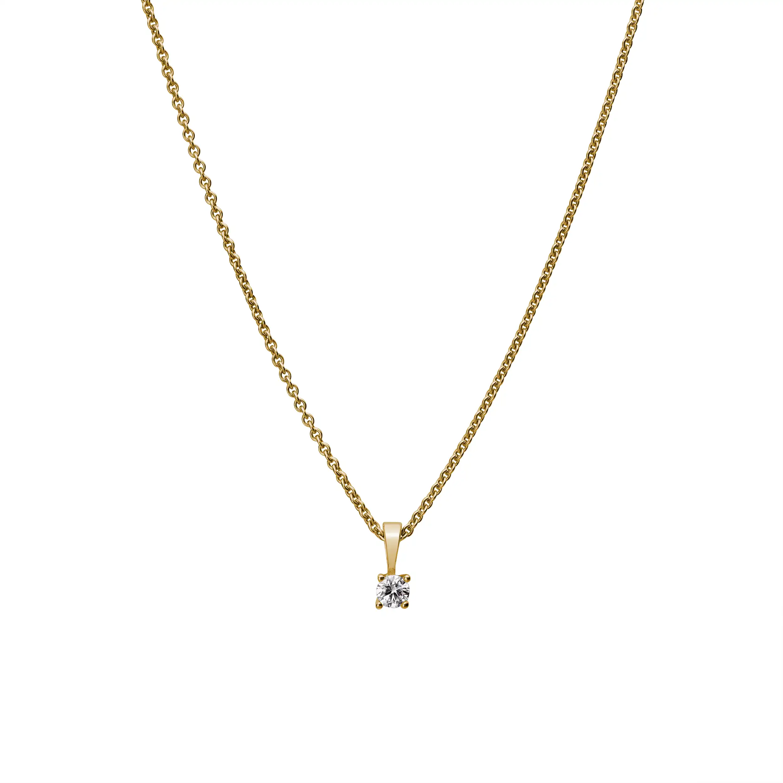 Gold Anhänger Diamant 0,10ct 4er Krappenfassung Solitär - Klassiker