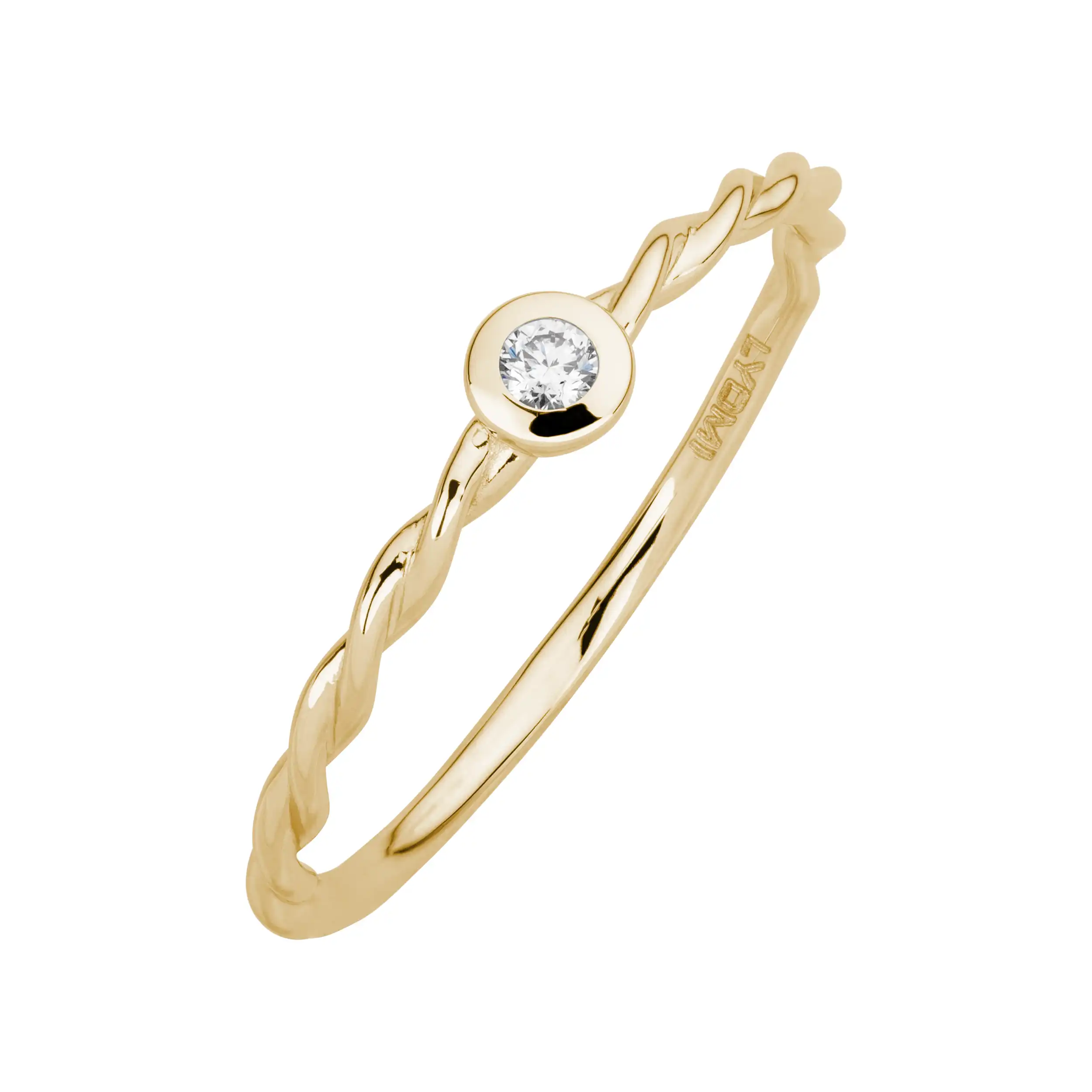 Gold Ring Kordel Diamant 0,04ct Zarge Solitär - Klassiker