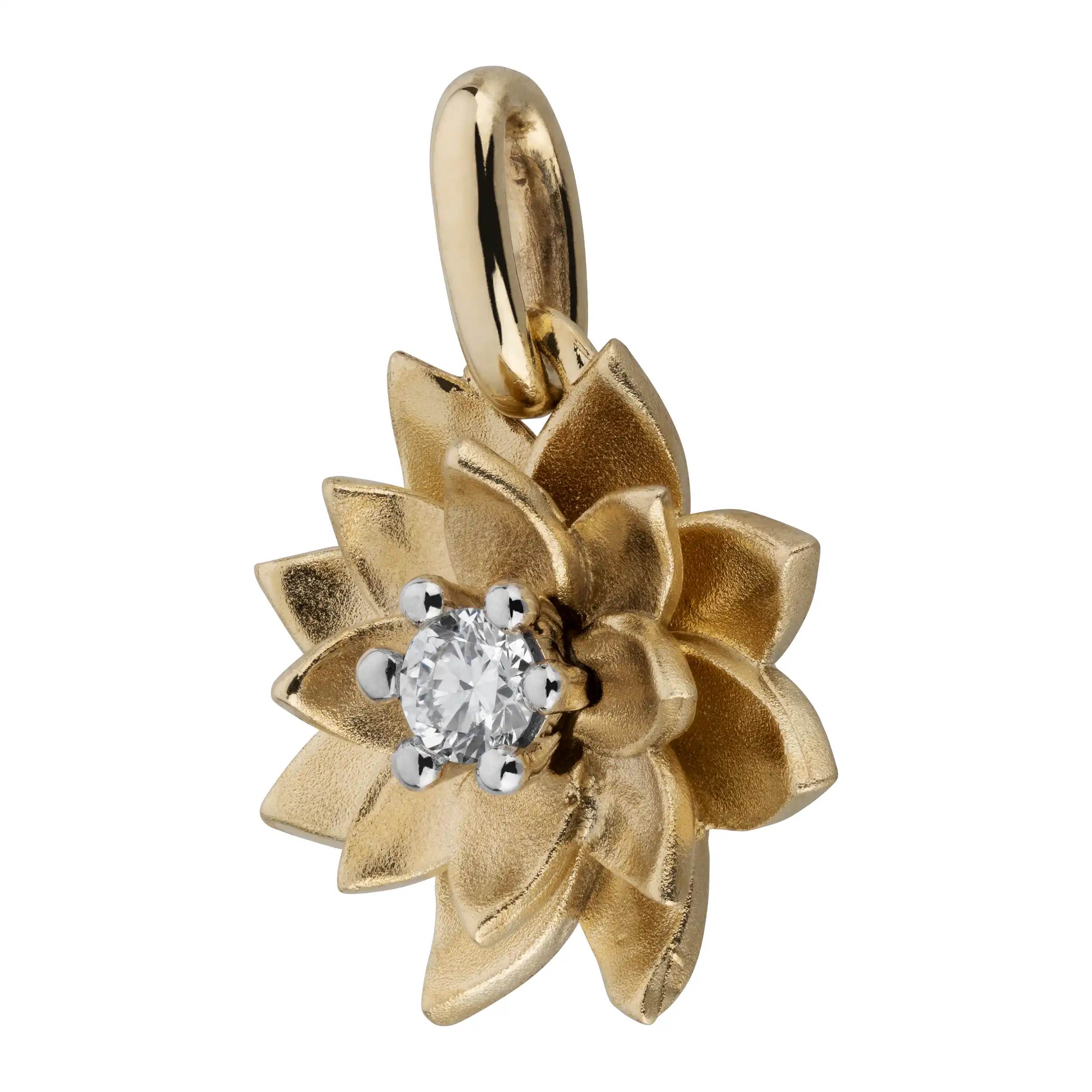 Gold Anhänger Diamant 0,06ct Lotus - Floral