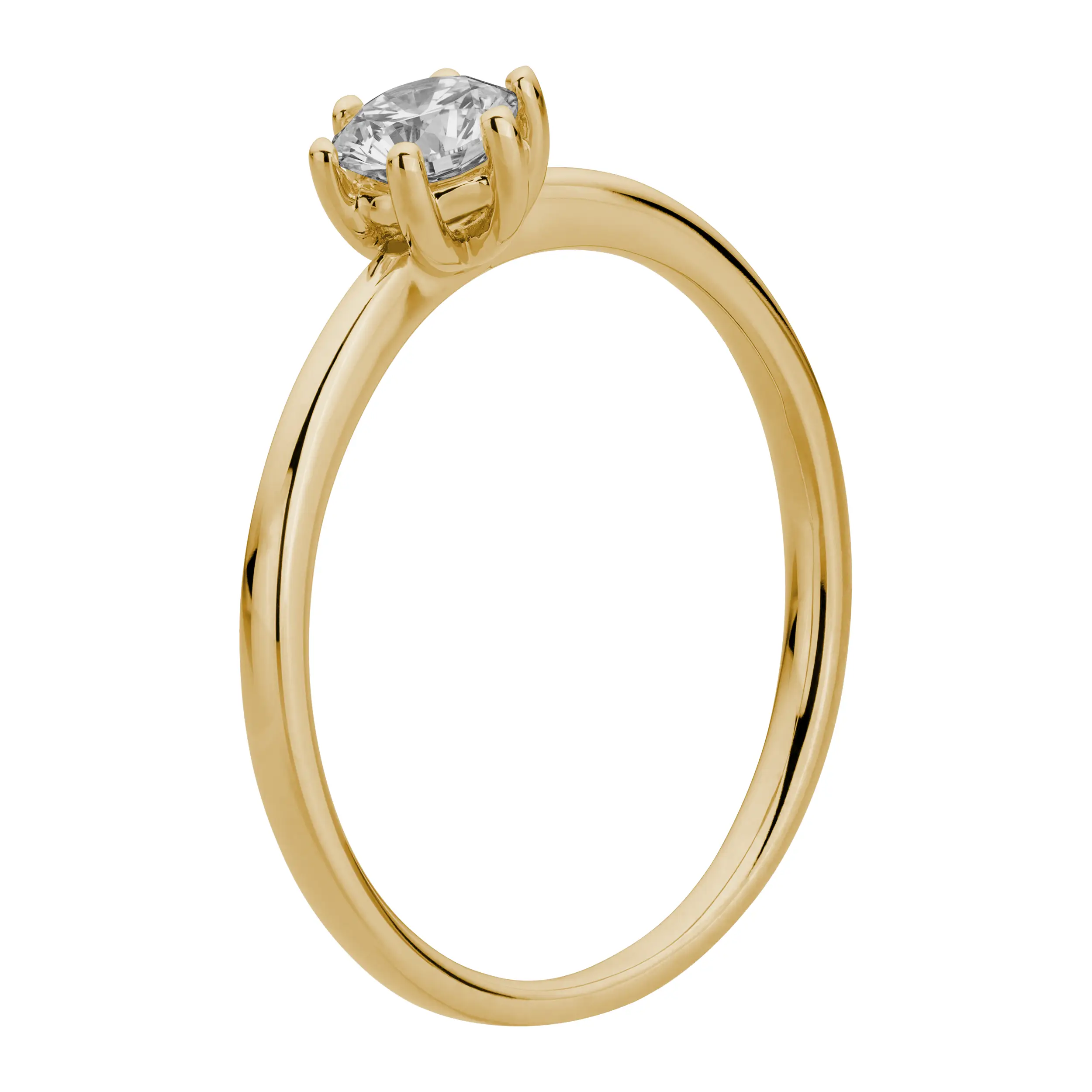 Gold Ring Diamant 0.33ct 6er Stotzen Solitaire